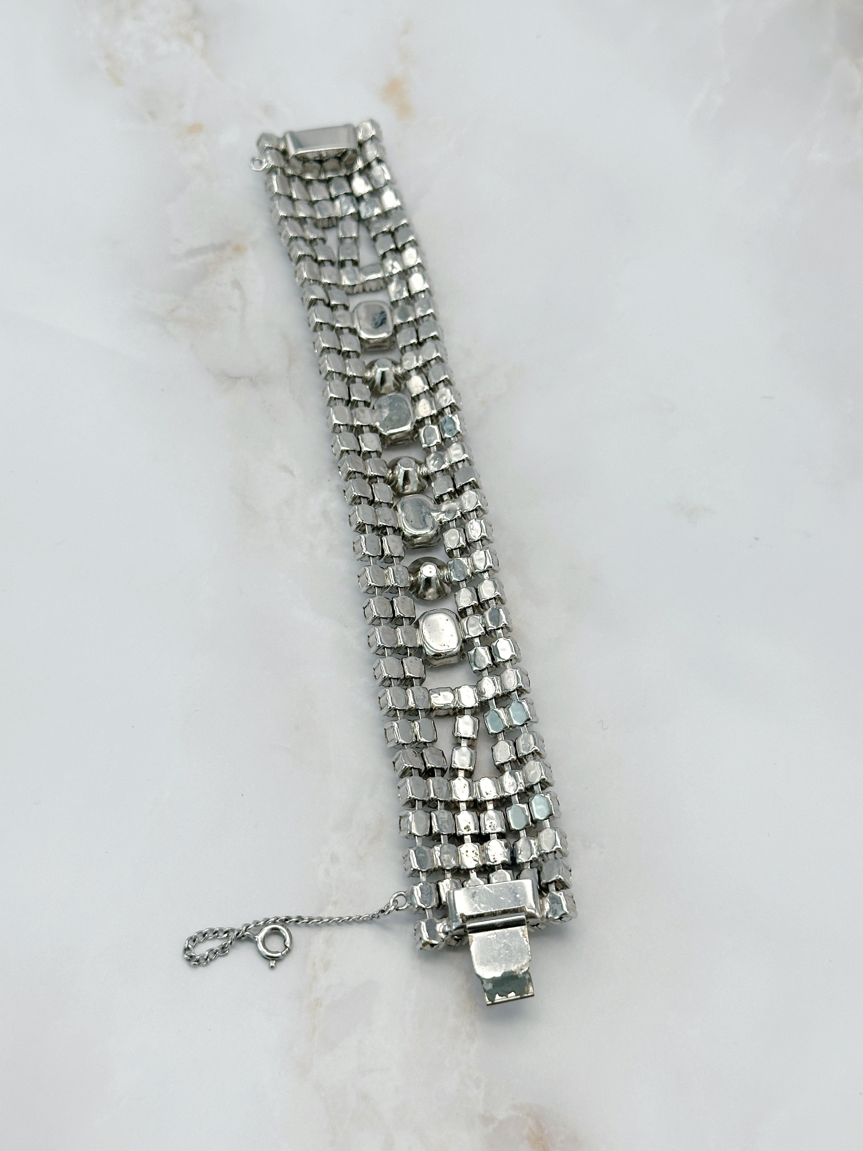 Glamouröses breites Vintage Strass-Armband mit Kristallen