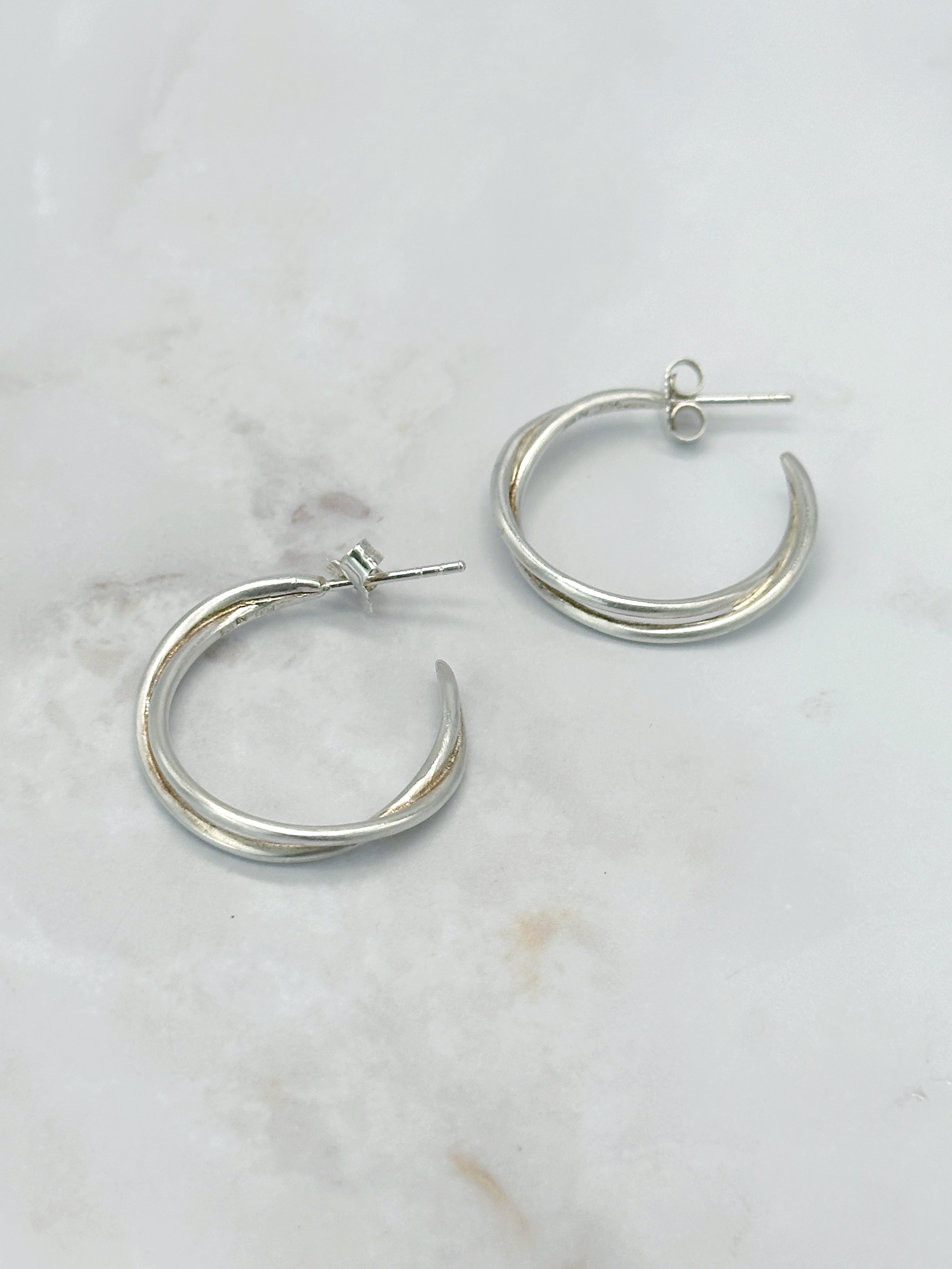 Signierte Pernille Corydon Vintage Creolen aus 925 Sterling Silber gedreht