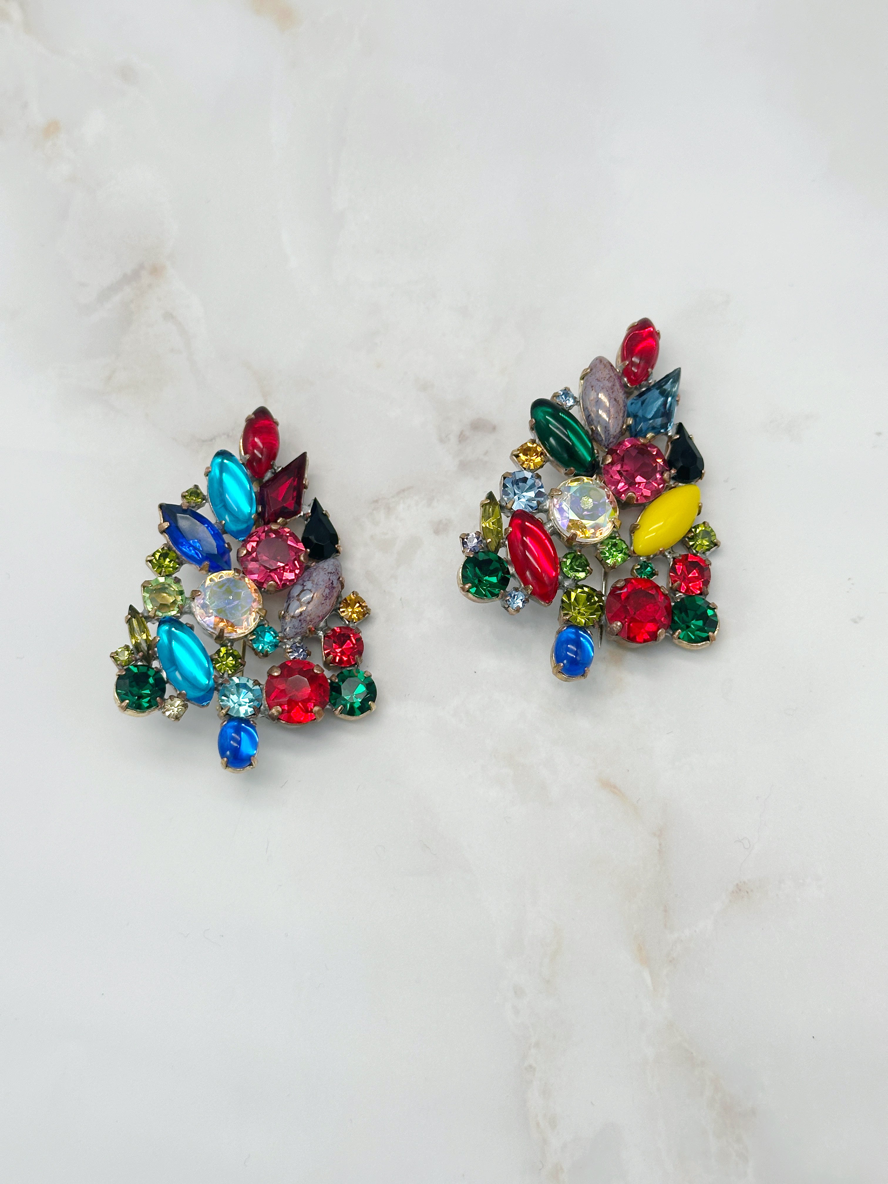 Funkelnde Gablonzer Brosche Christbaum