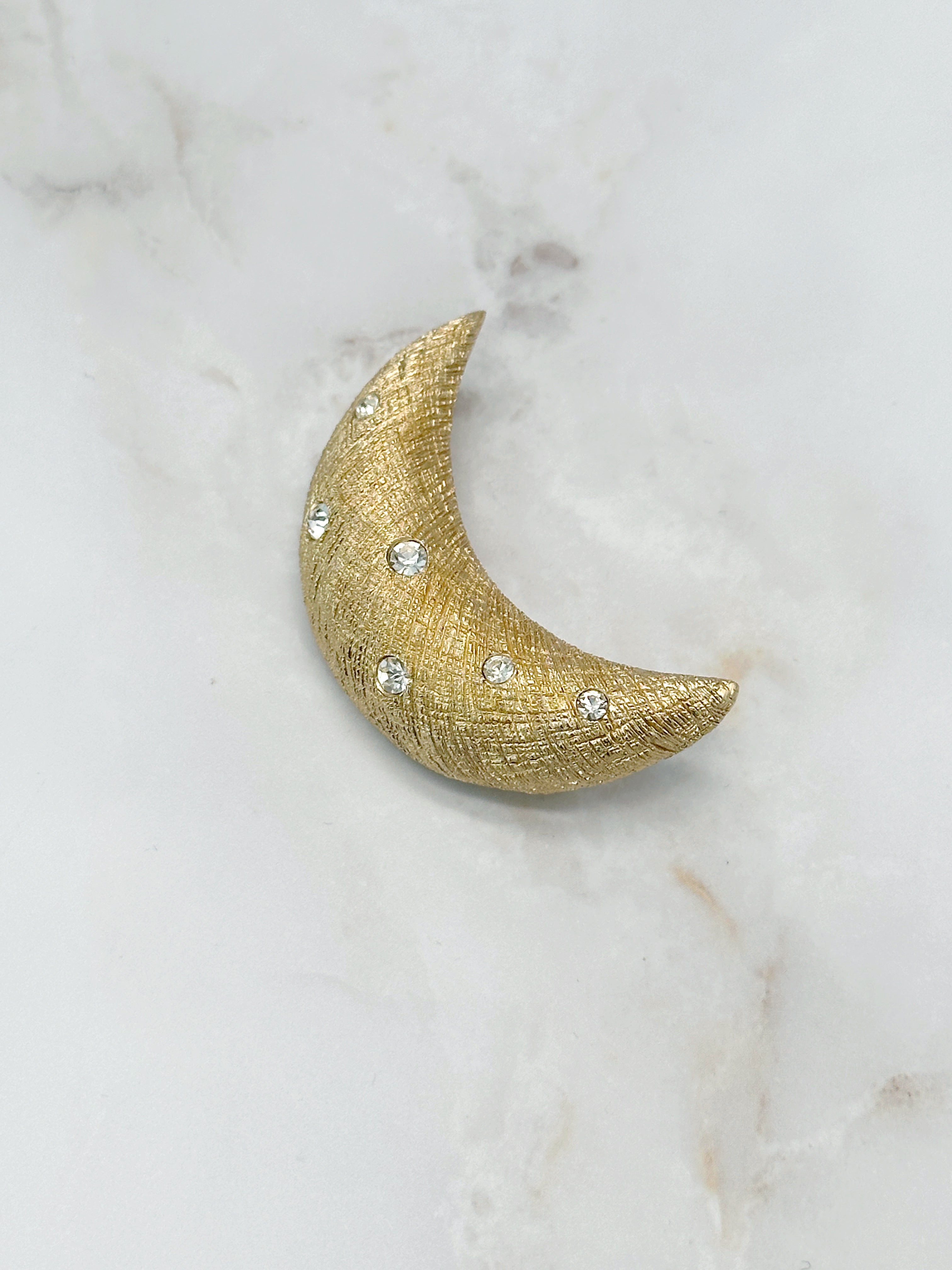 Signierte Christian Dior Brosche "Mond" mit Swarovski Kristallen