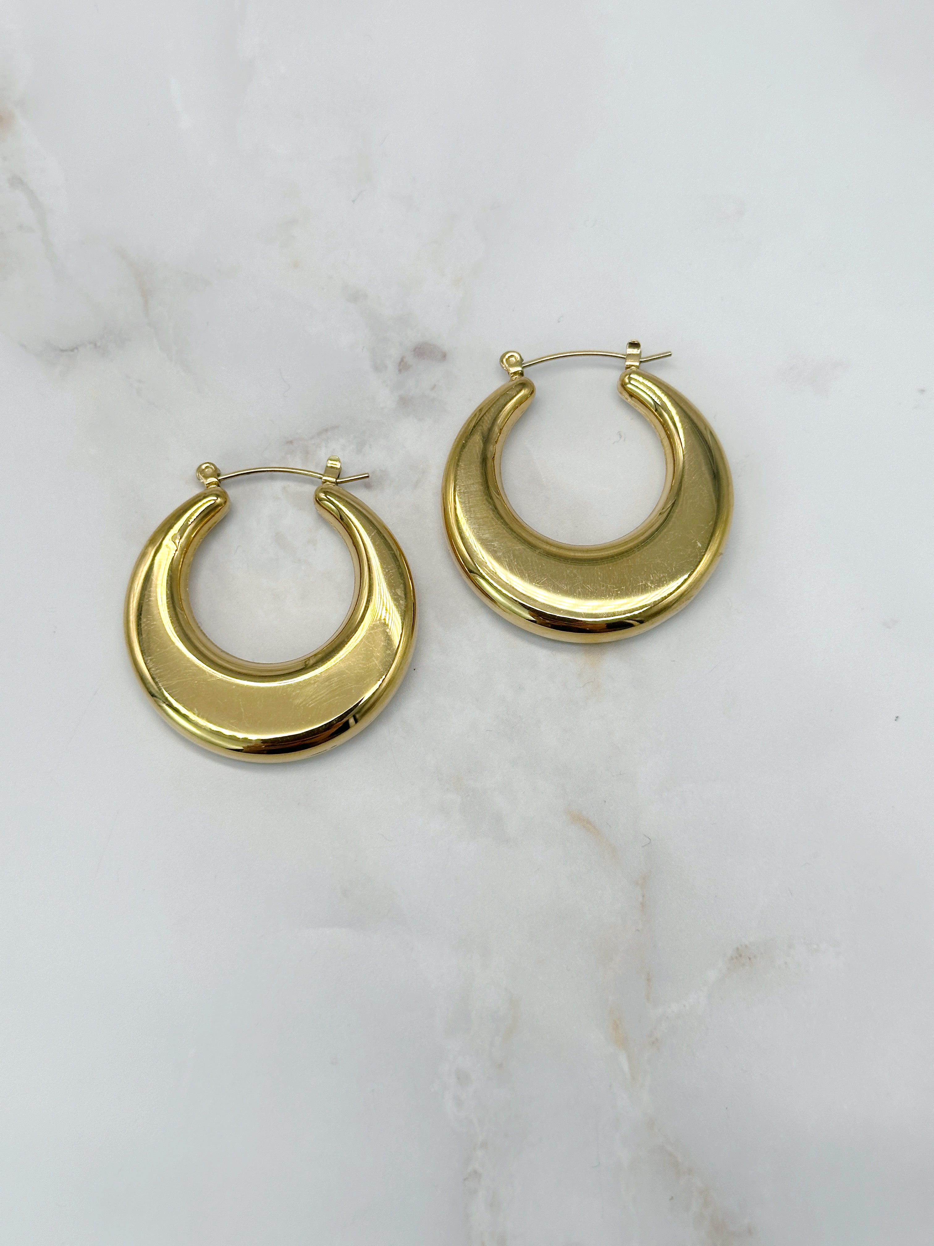 Breite vergoldete Vintage Creolen