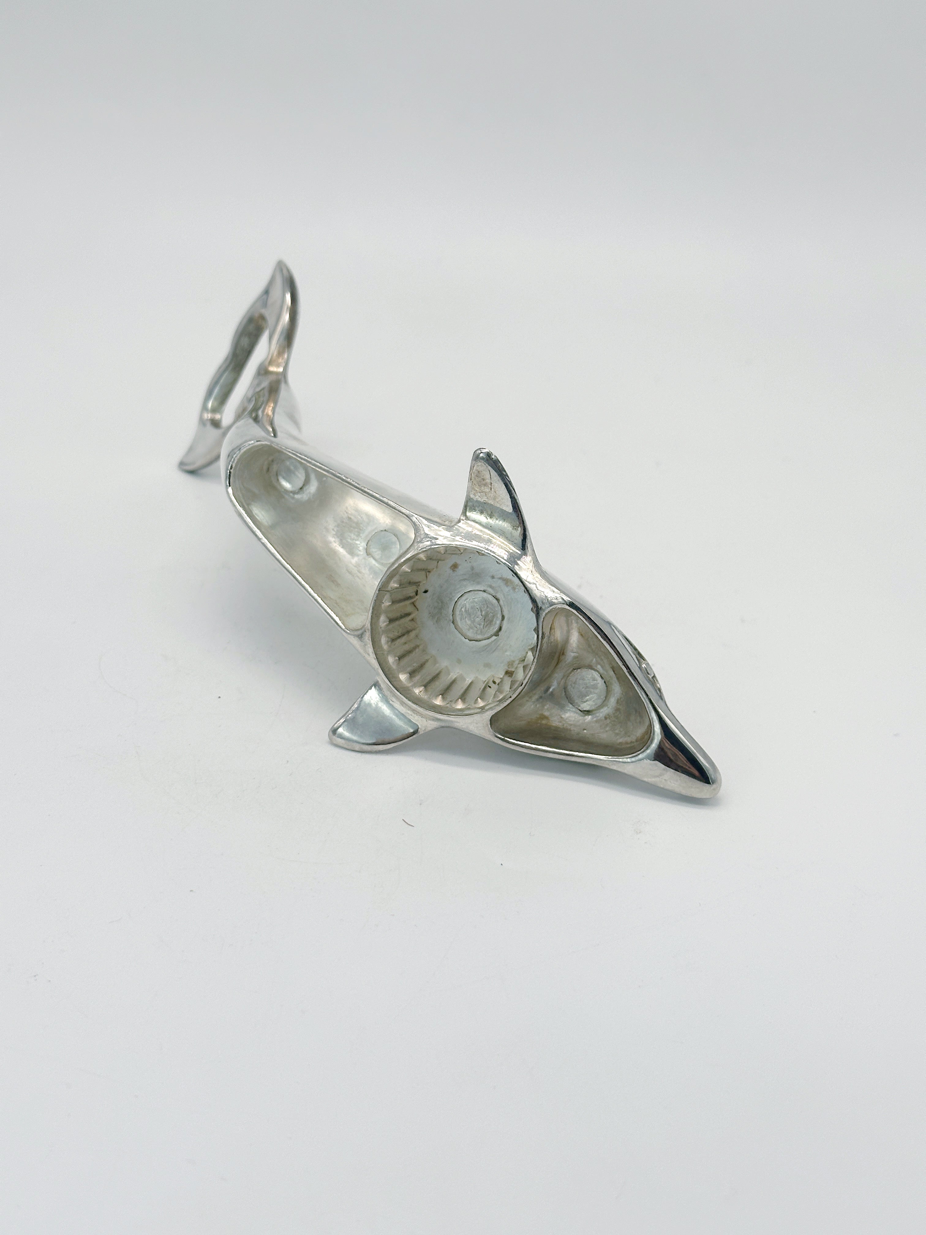 Vintage Flaschenöffner & Stopfen Delfin versilbert