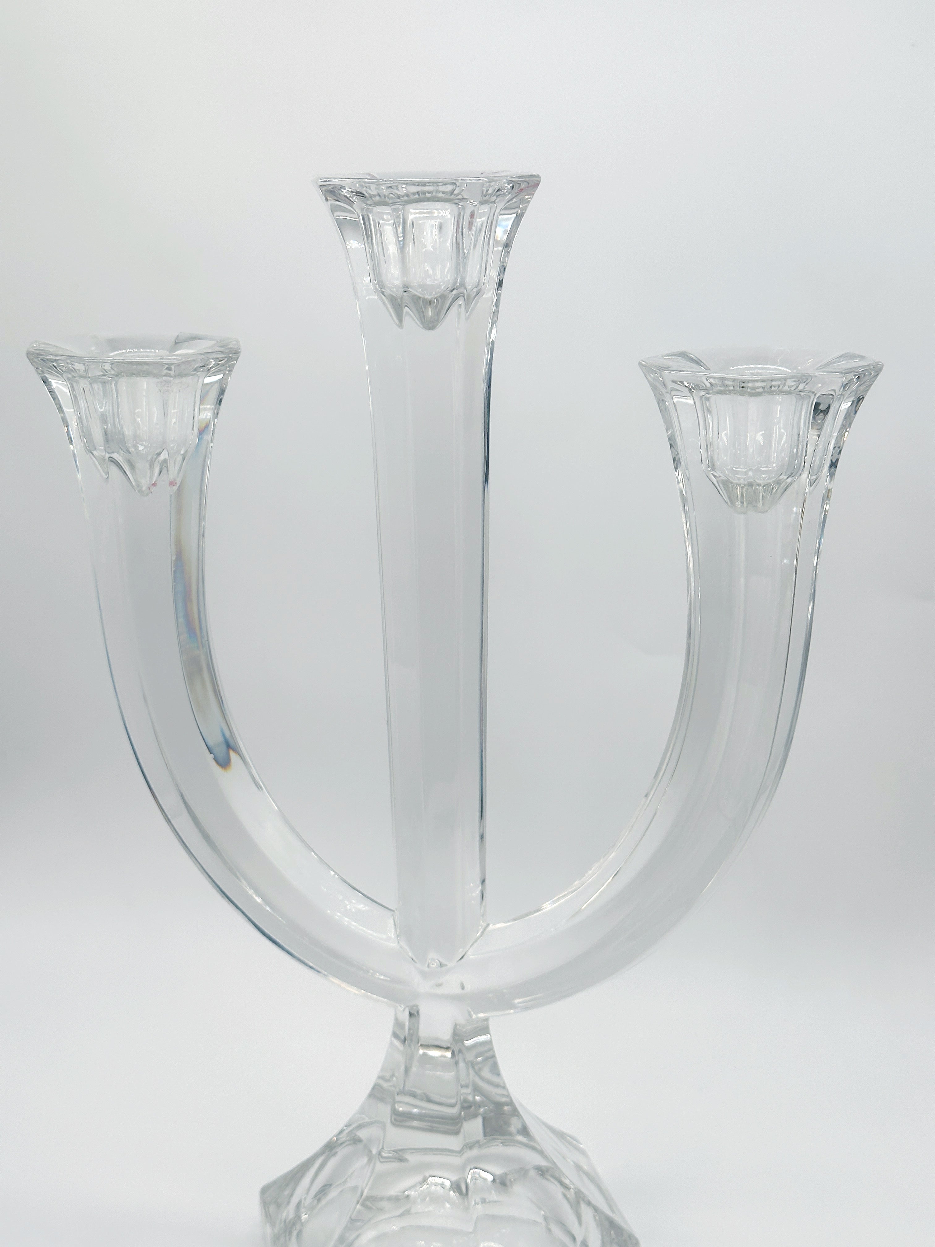 Eleganter 3-flammiger Kerzenständer aus Kristallglas