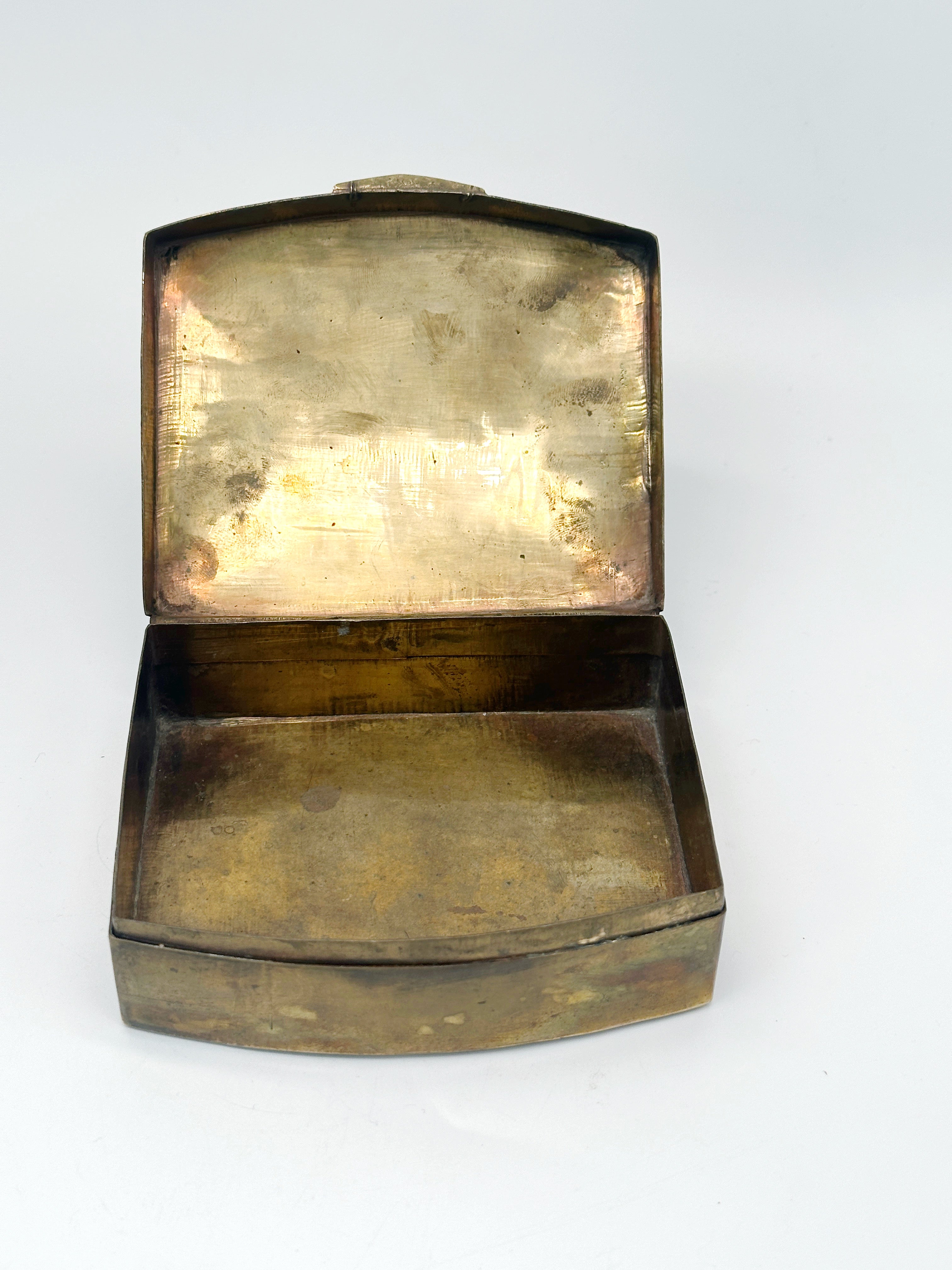 Vintage Messingdose mit Hahn Motiv