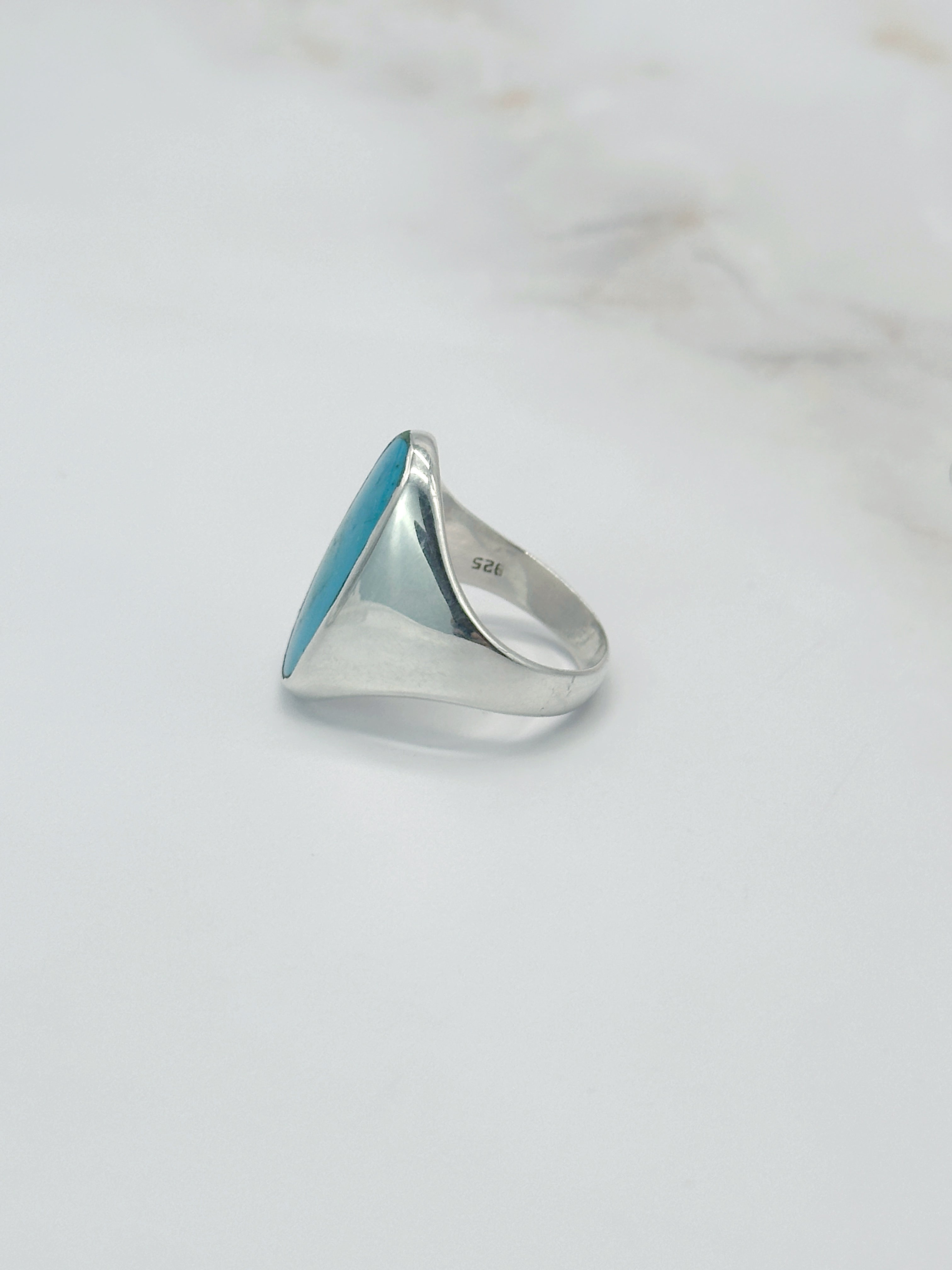 Dänischer Vintage Silber-Bandring mit ovalem Türkis