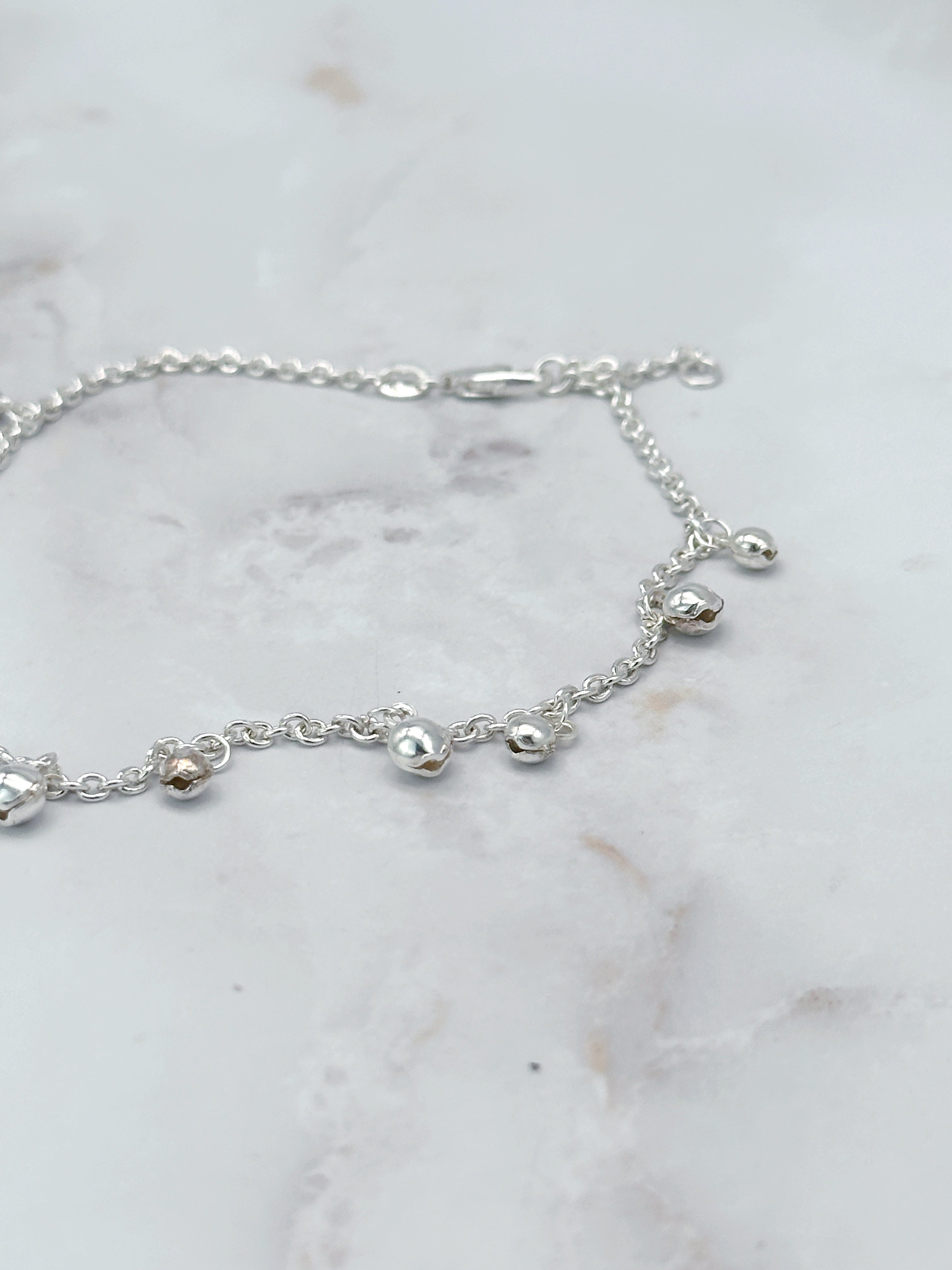 Fußkettchen aus 925 Sterling Silber mit Kugelanhängern