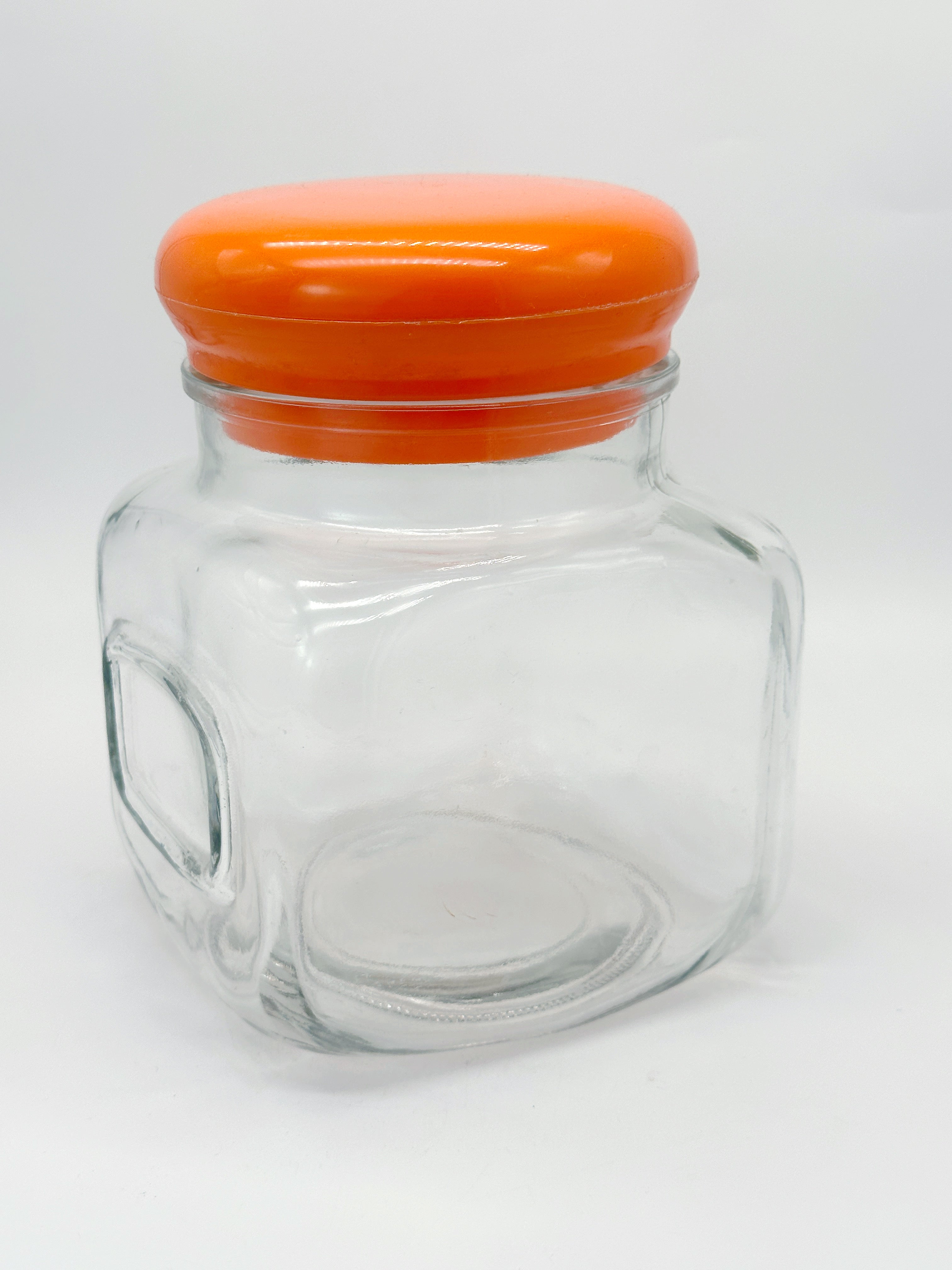 Retro Vorratsglas aus Pressglas 70er Jahre Orange