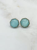 Funkelnde Vintage Ohrclips mit hellblauem Glas und Sterneffekt