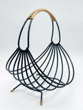 Vintage Obstkorb in String-Optik aus schwarzem Metall und Geflecht