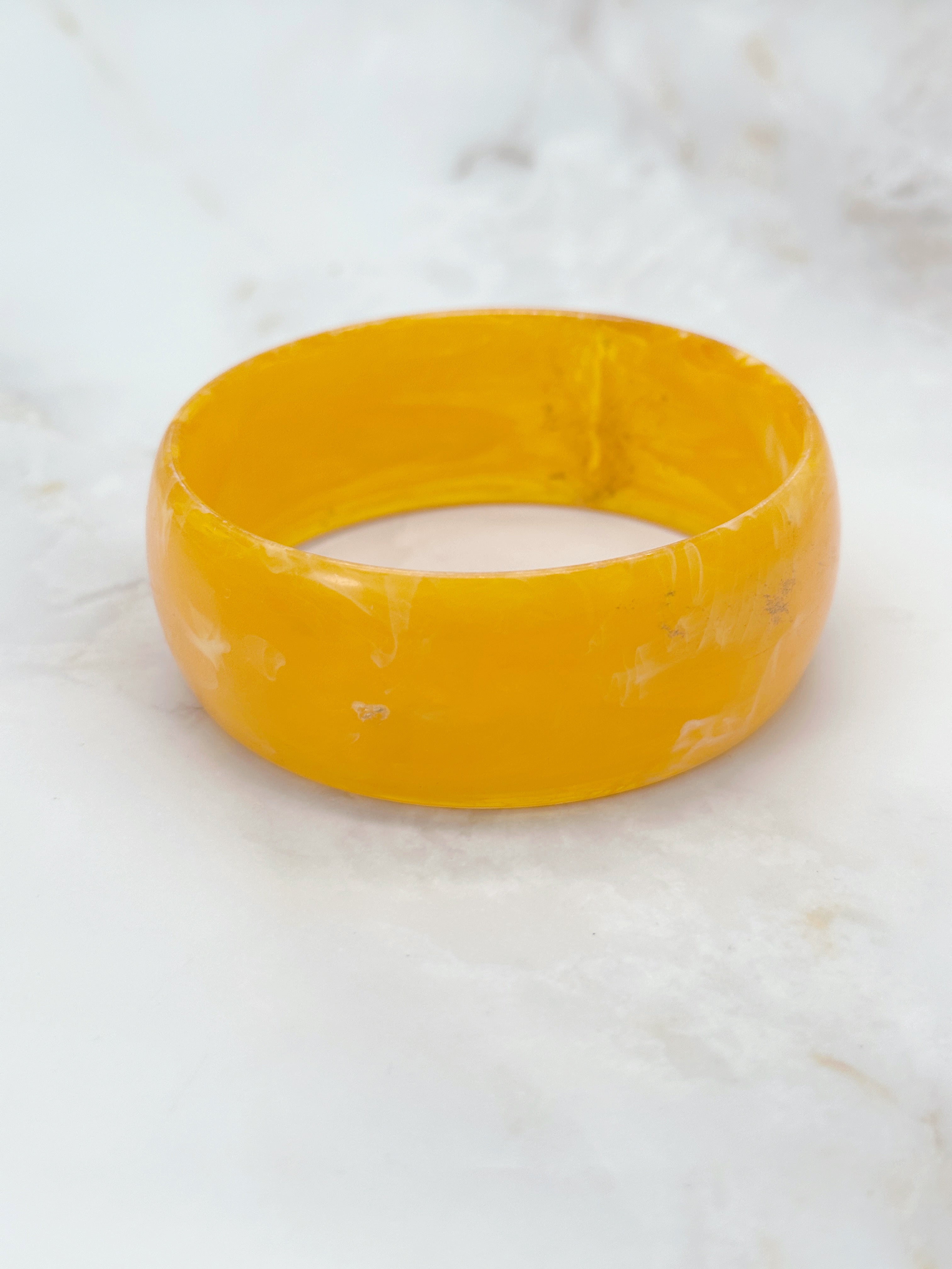 Vintage Acrylic Bangle Bright Yolk Orange