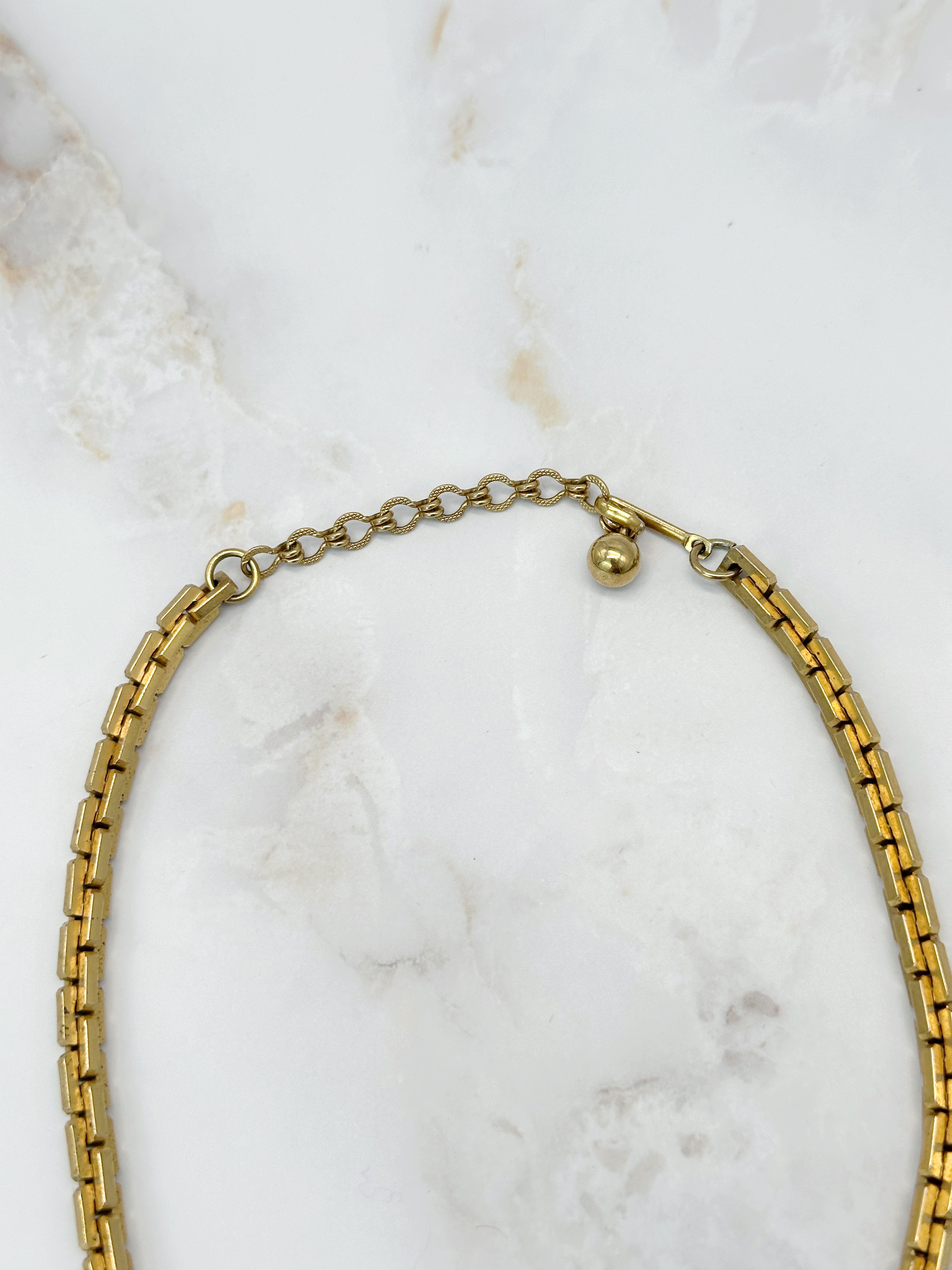 Vergoldeter Vintage Choker mit verschachtelten eckigen Elementen
