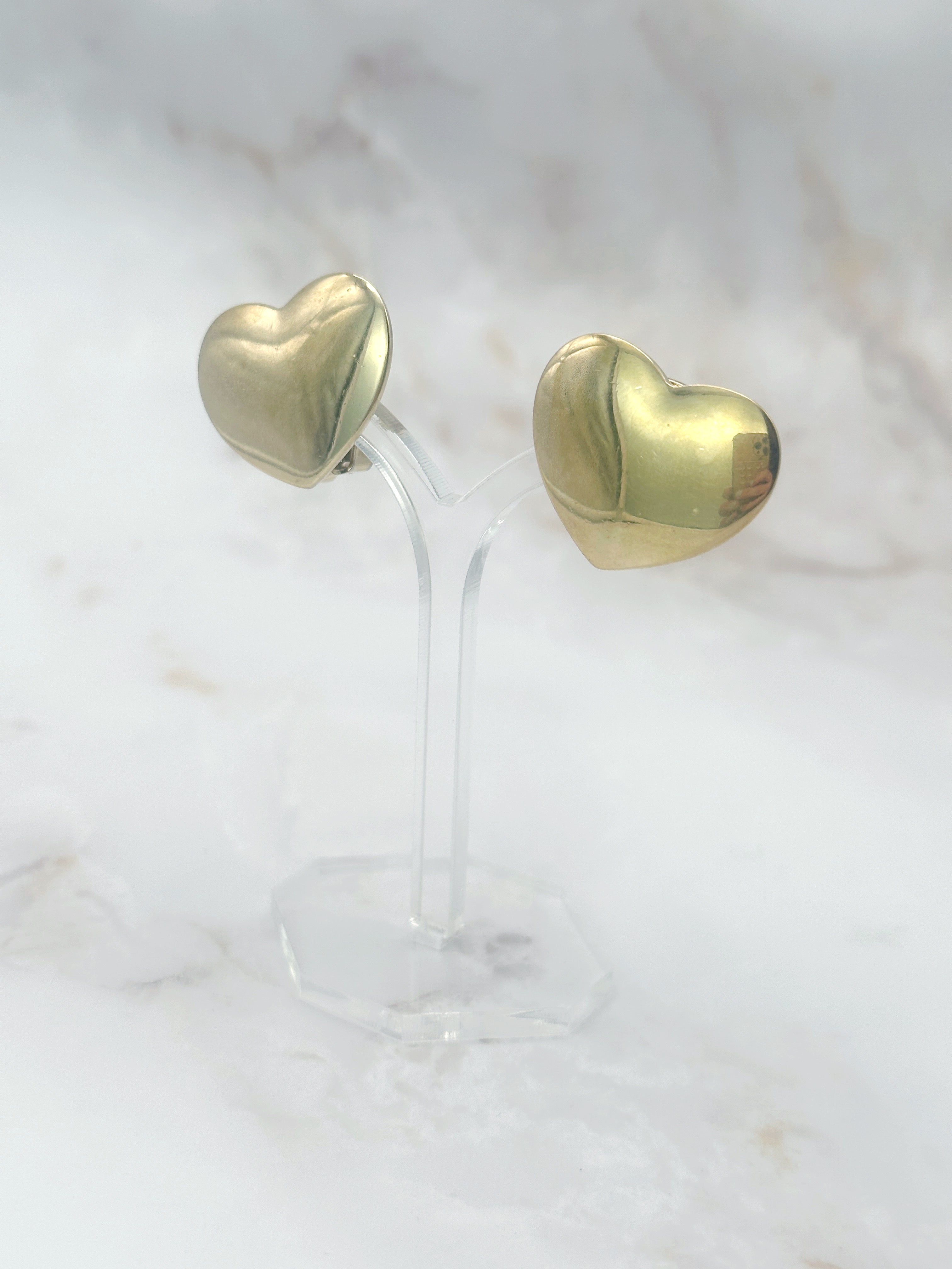 Vergoldete Vintage Ohrclips von Pierre Lang in Herzform