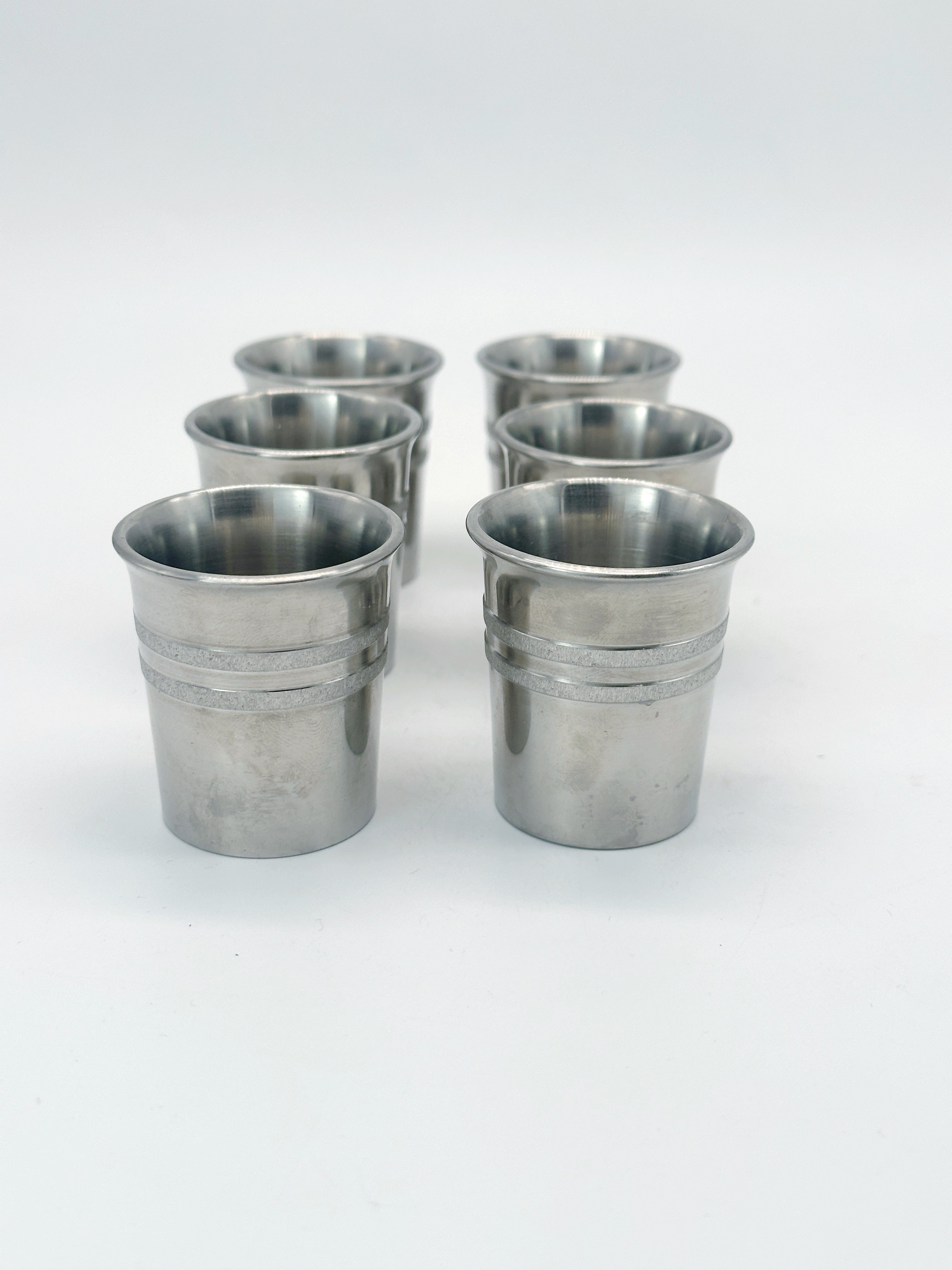 Set aus sechs massiven Zinn Stampern