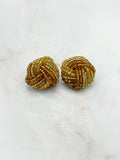 Vintage Ohrclips mit goldenen und braunen Perlchen