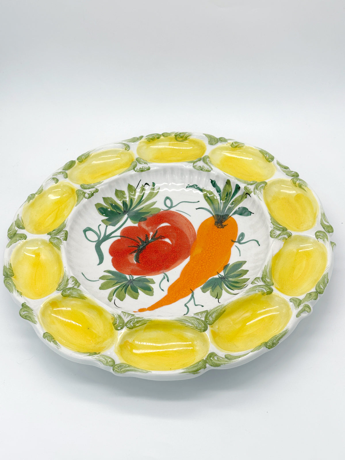 Italienischer Eier-Teller mit Gemüse-Motiv für Ostern 27 cm – Kunsthandel Pichler