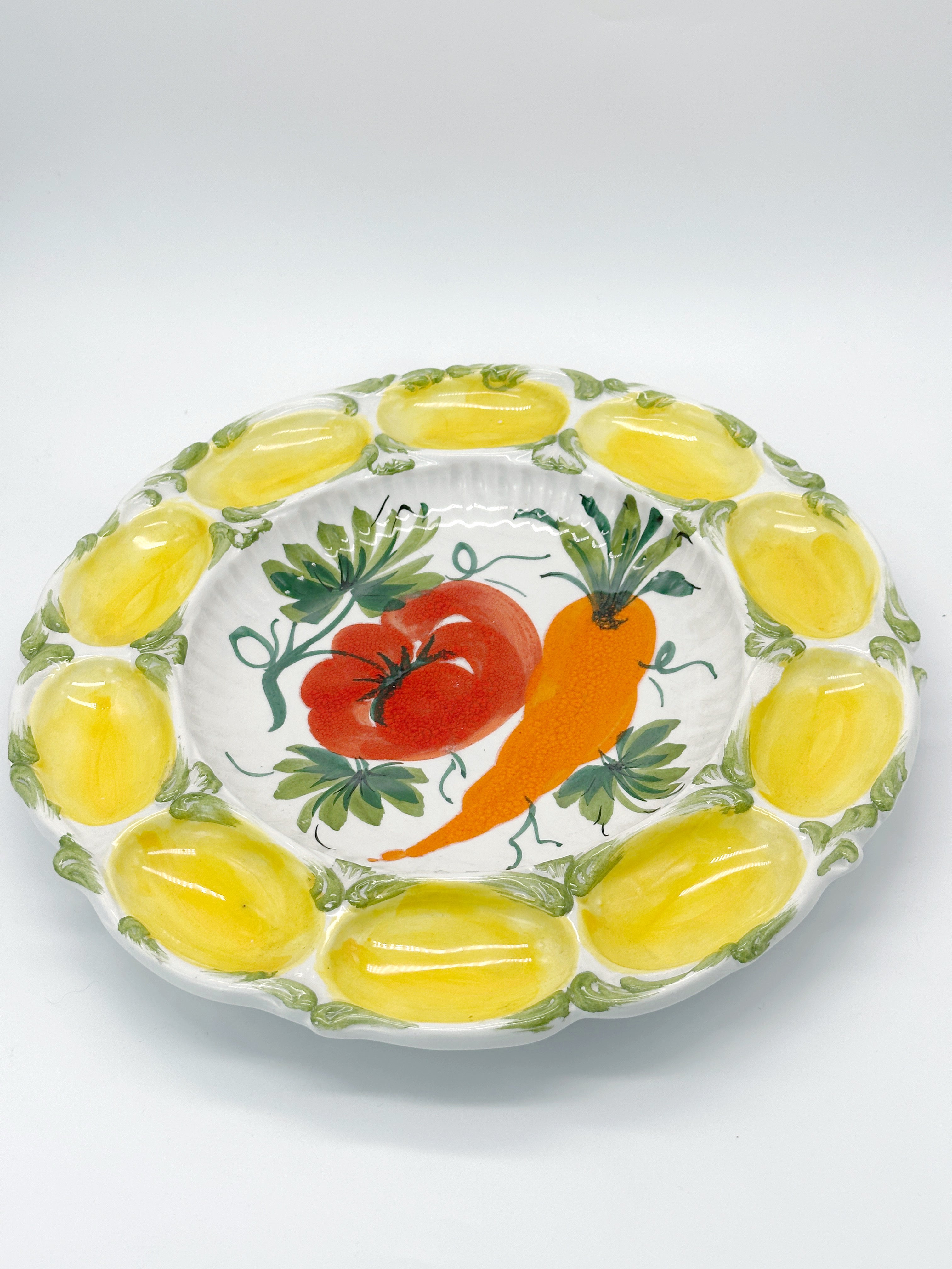 Italienischer Eier-Teller mit Gemüse-Motiv für Ostern 27 cm