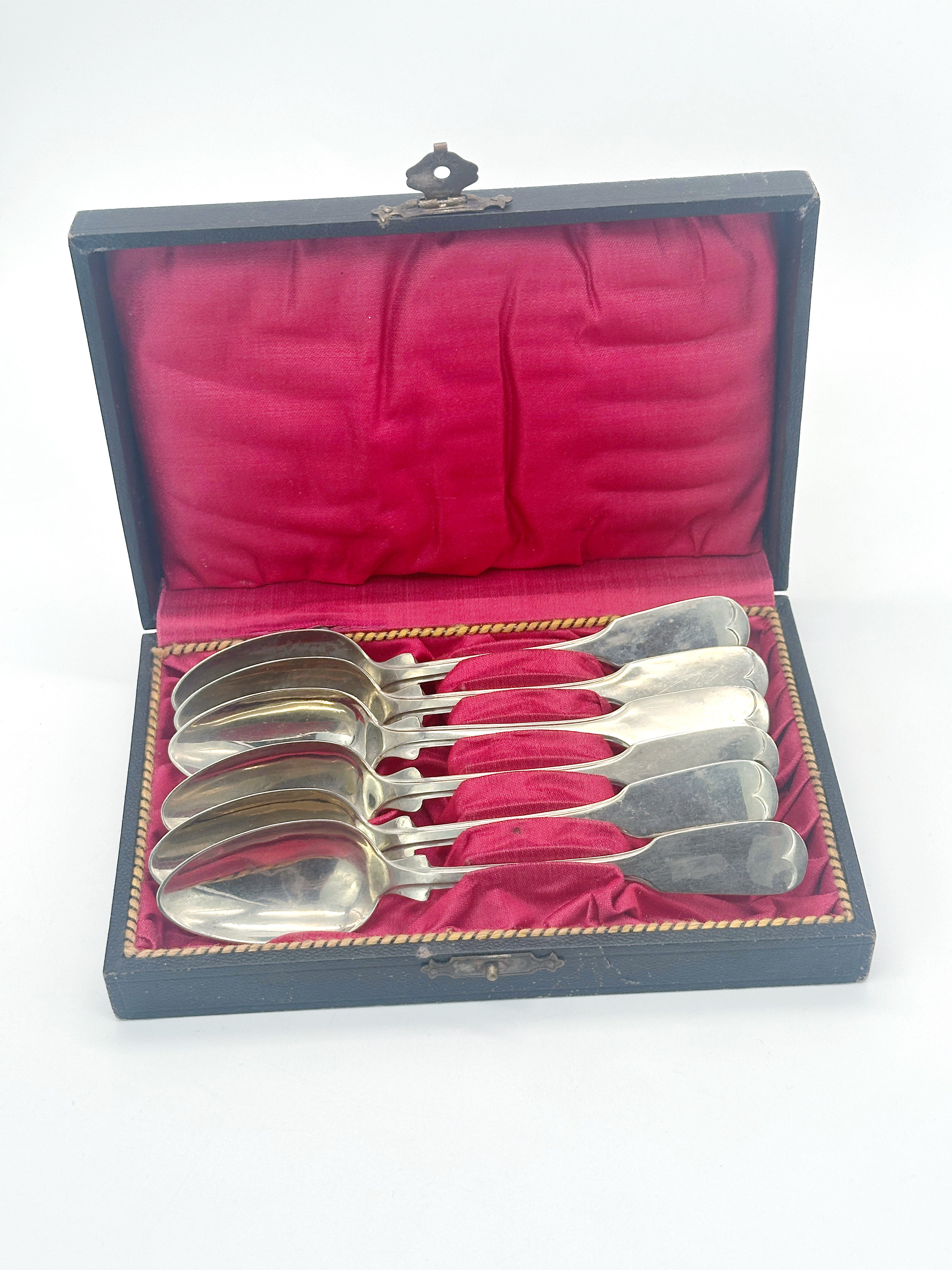 6 antike Jugendstil-Löffel von Clarfeld & Springmeyer in Originalbox