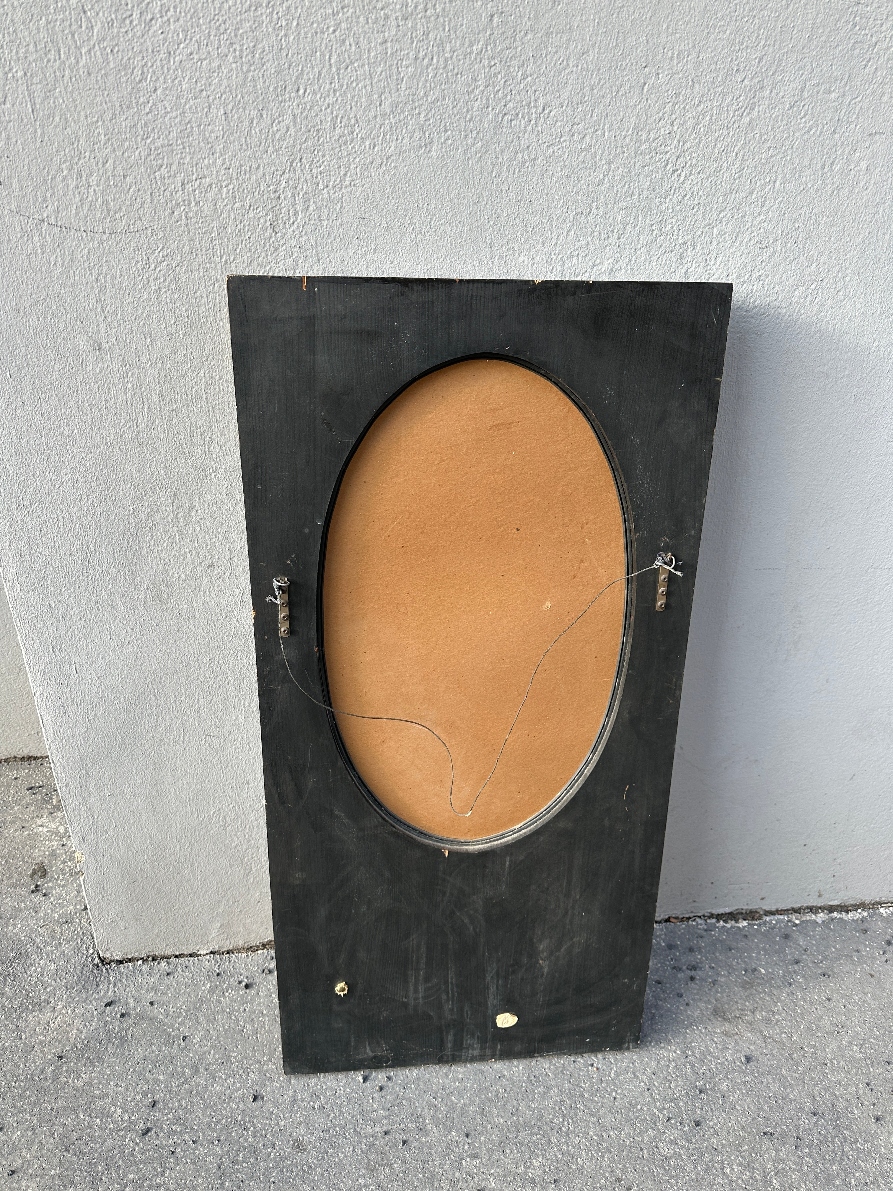 Massive Holz-Garderobe im Bambus-Look mit Spiegel und Messinghaken