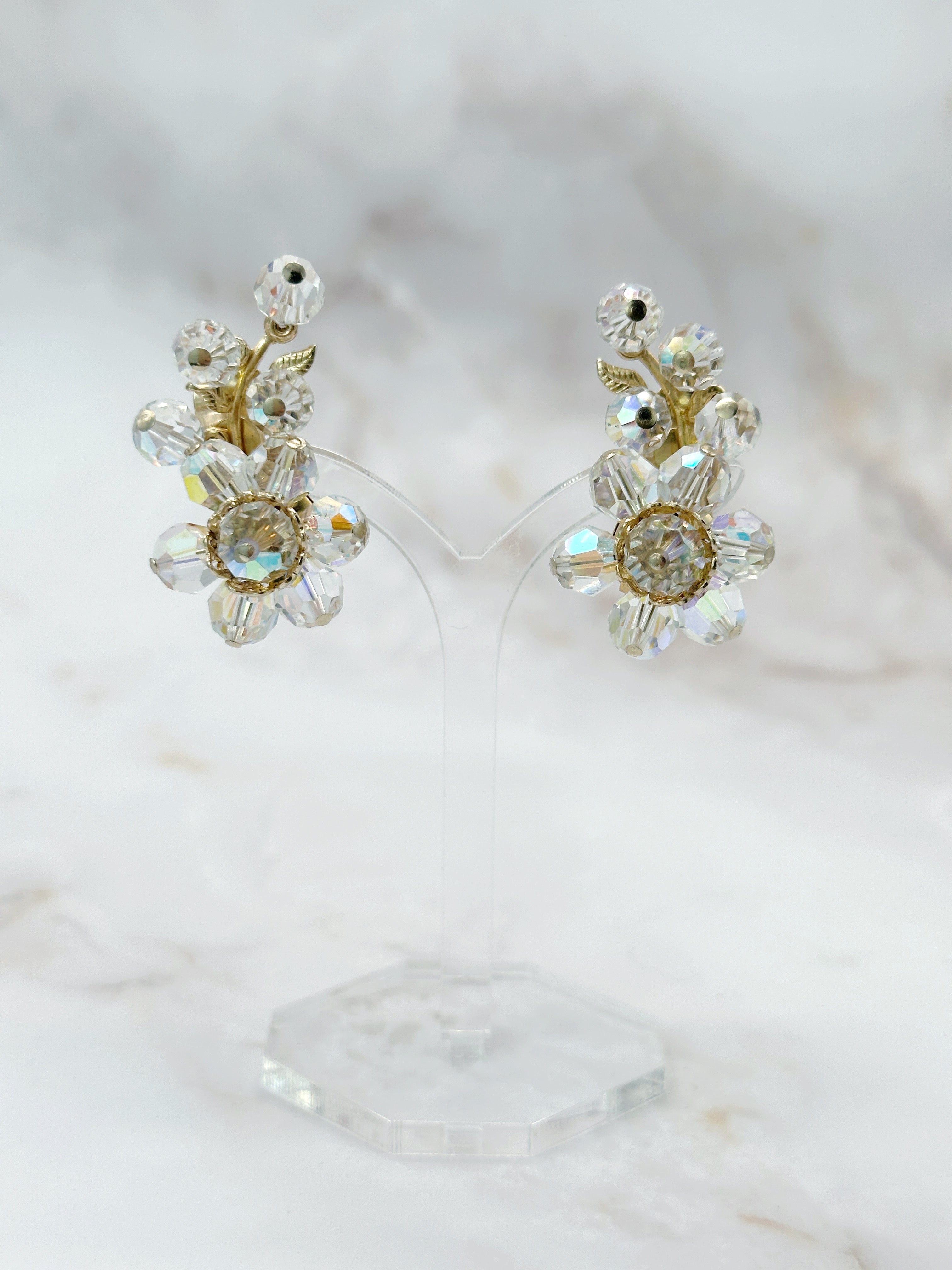 Vintage Earclimber Ohrclips mit Aurora Borealis Swarovski Kristallen