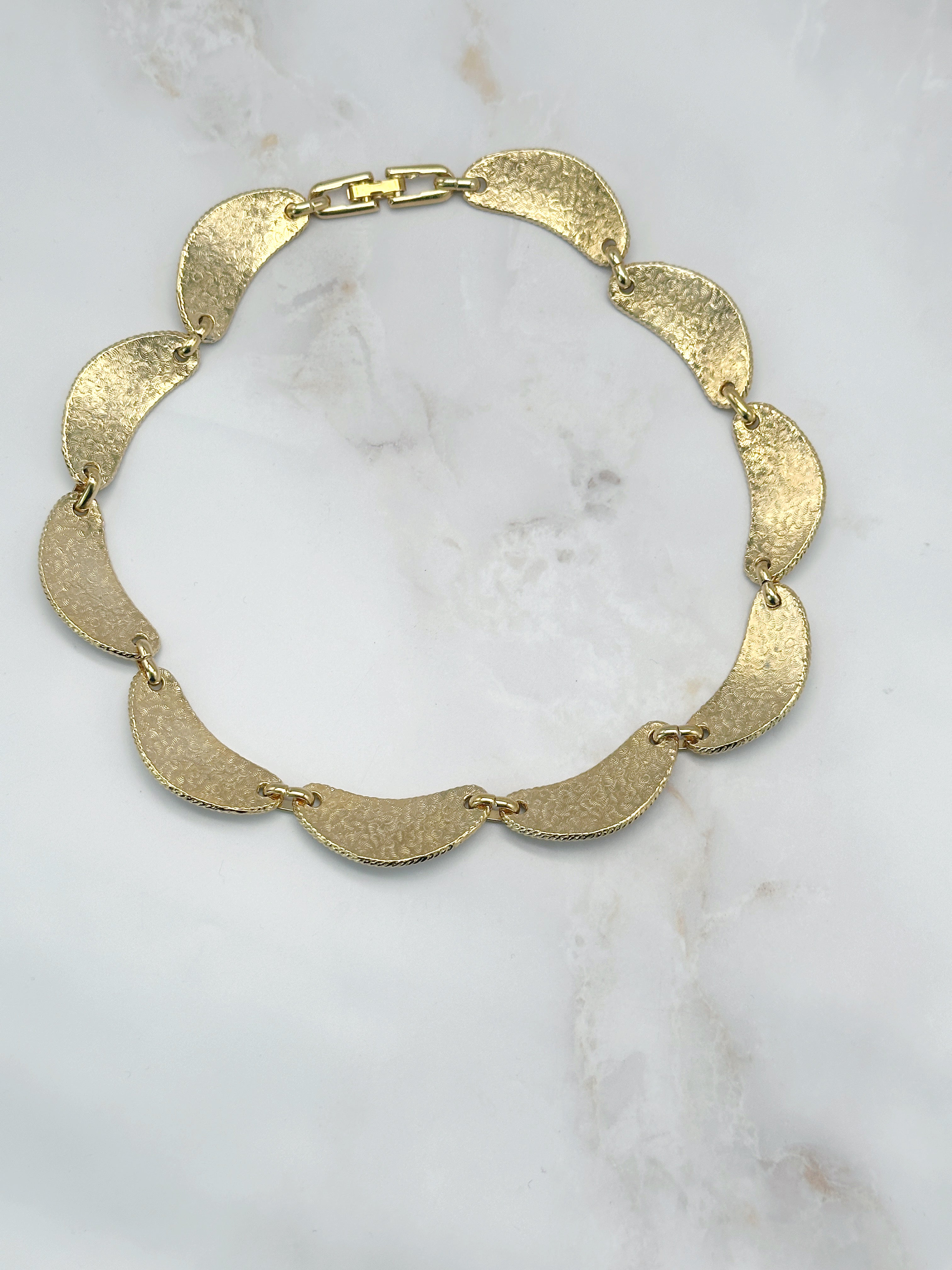 Vintage Collier mit ovalen Gliedern und bunten Glaskristallen