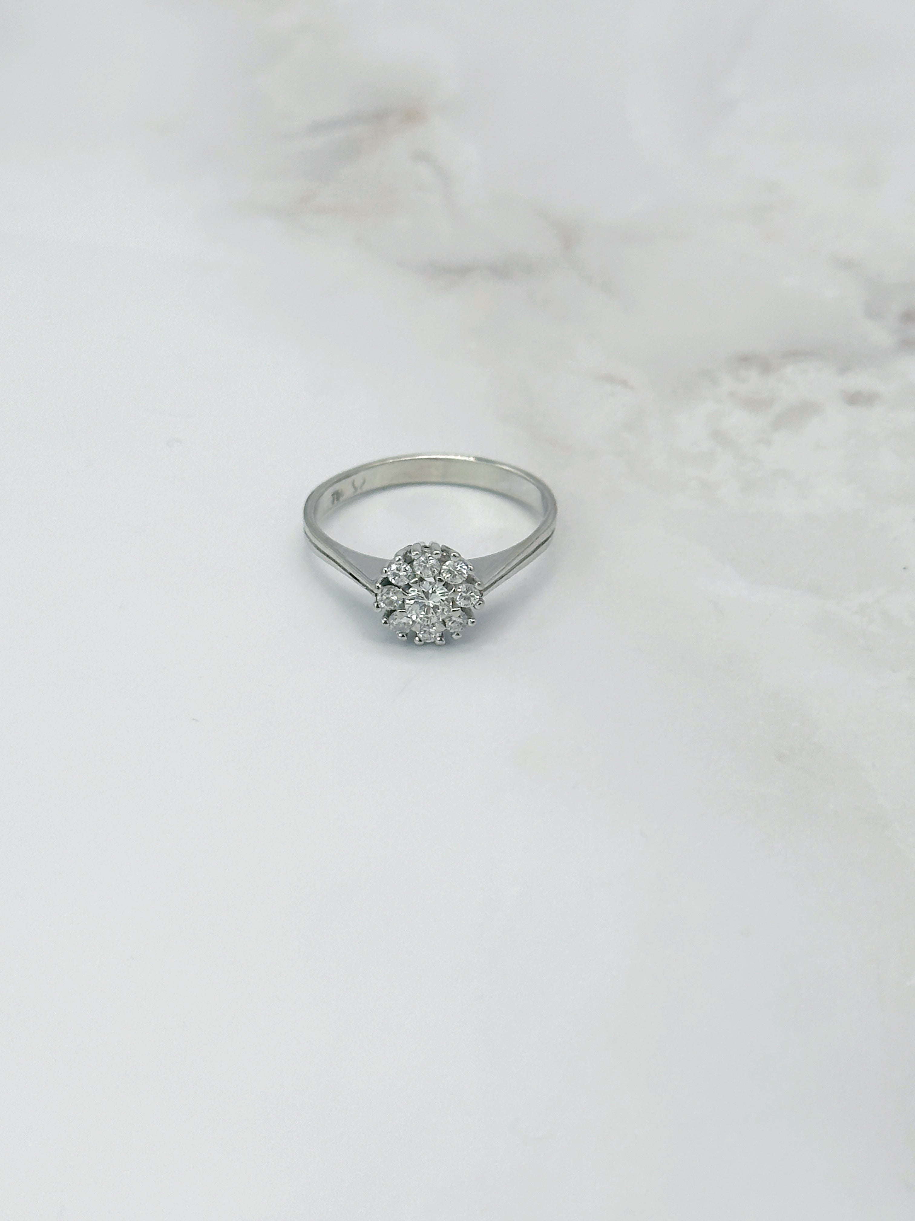 Vintage Verlobungsring in 750 Weißgold mit Brillanten