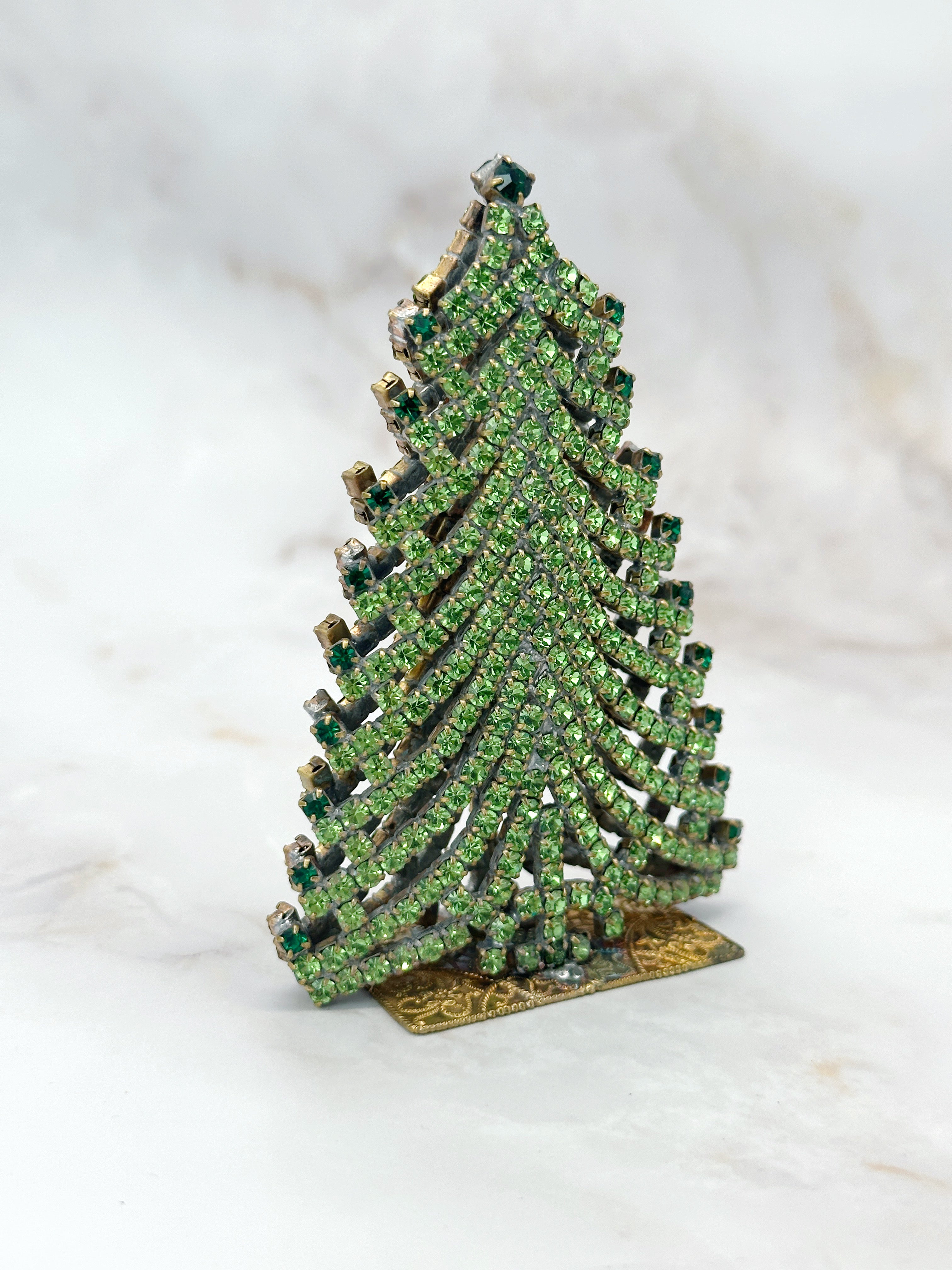 Funkelnder Gablonzer Tisch-Christbaum aus Strass & Kristall