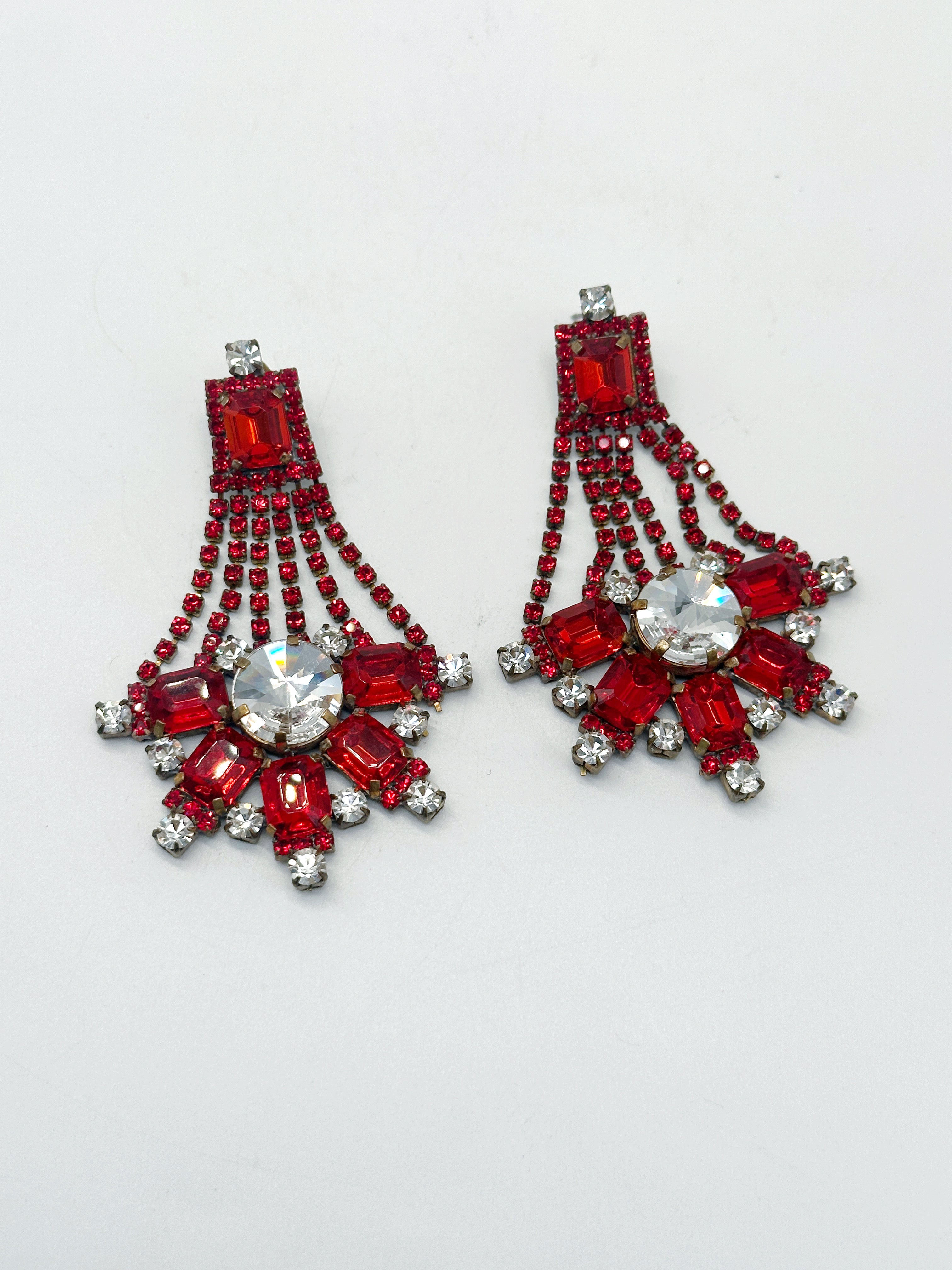 Prächtige Gablonzer Statement Ohrringe Kristall