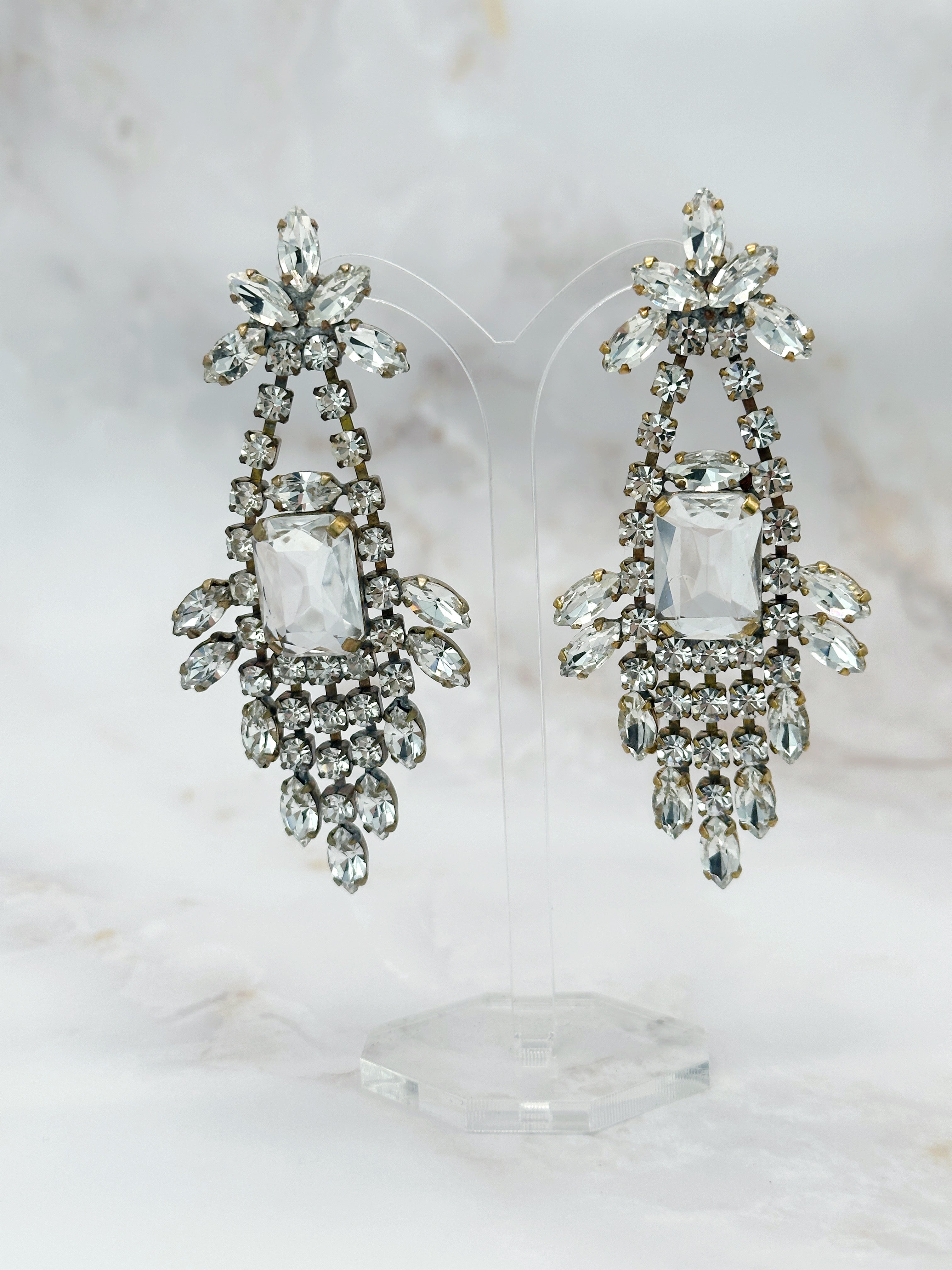 Elegante Vintage Chandelier Ohrringe mit böhmischen Glaskristallen