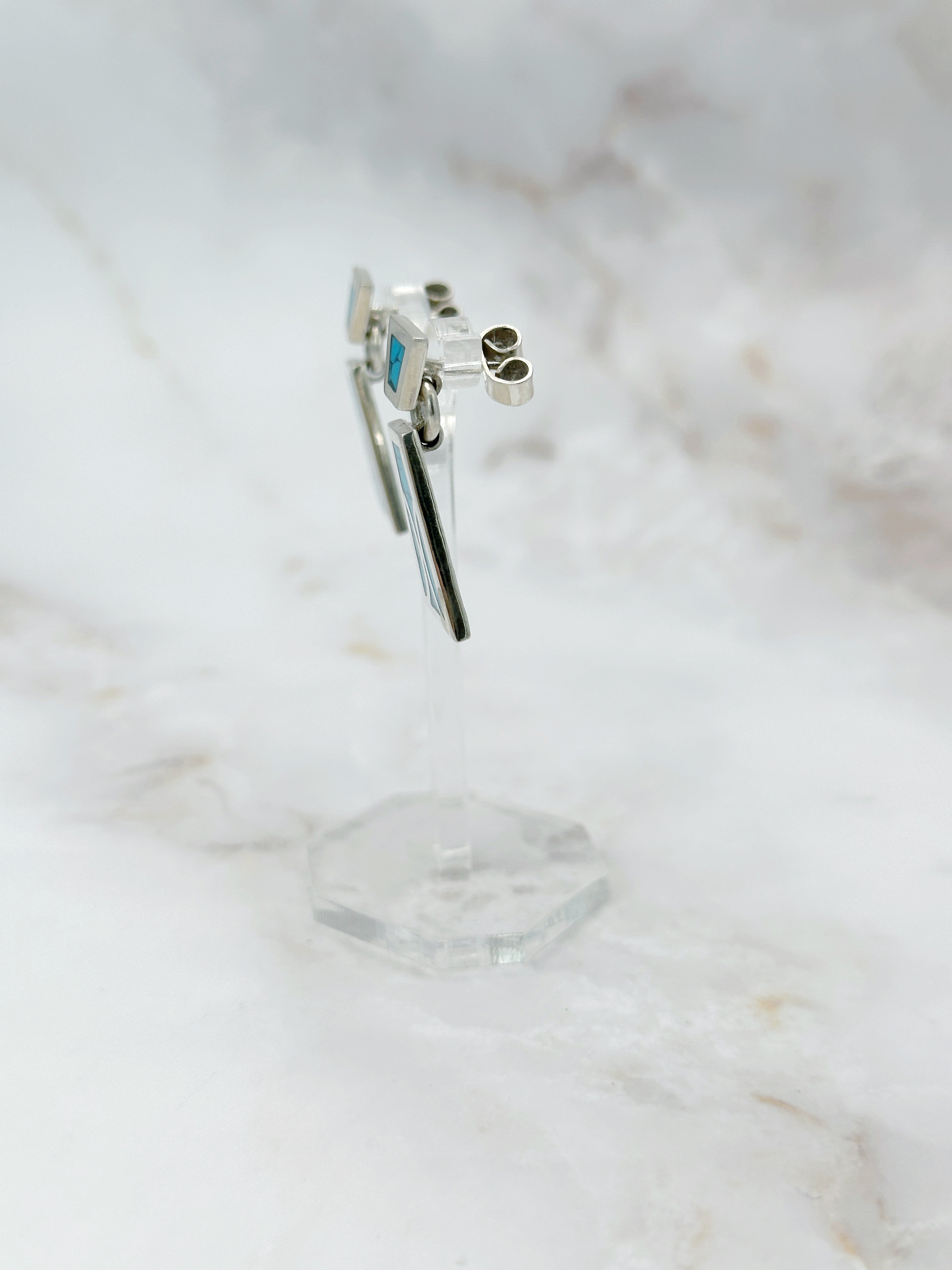Elegante Silber-Ohrhänger mit echtem Türkis