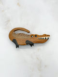 Haarspange mit Krokodil-Motiv aus Holz