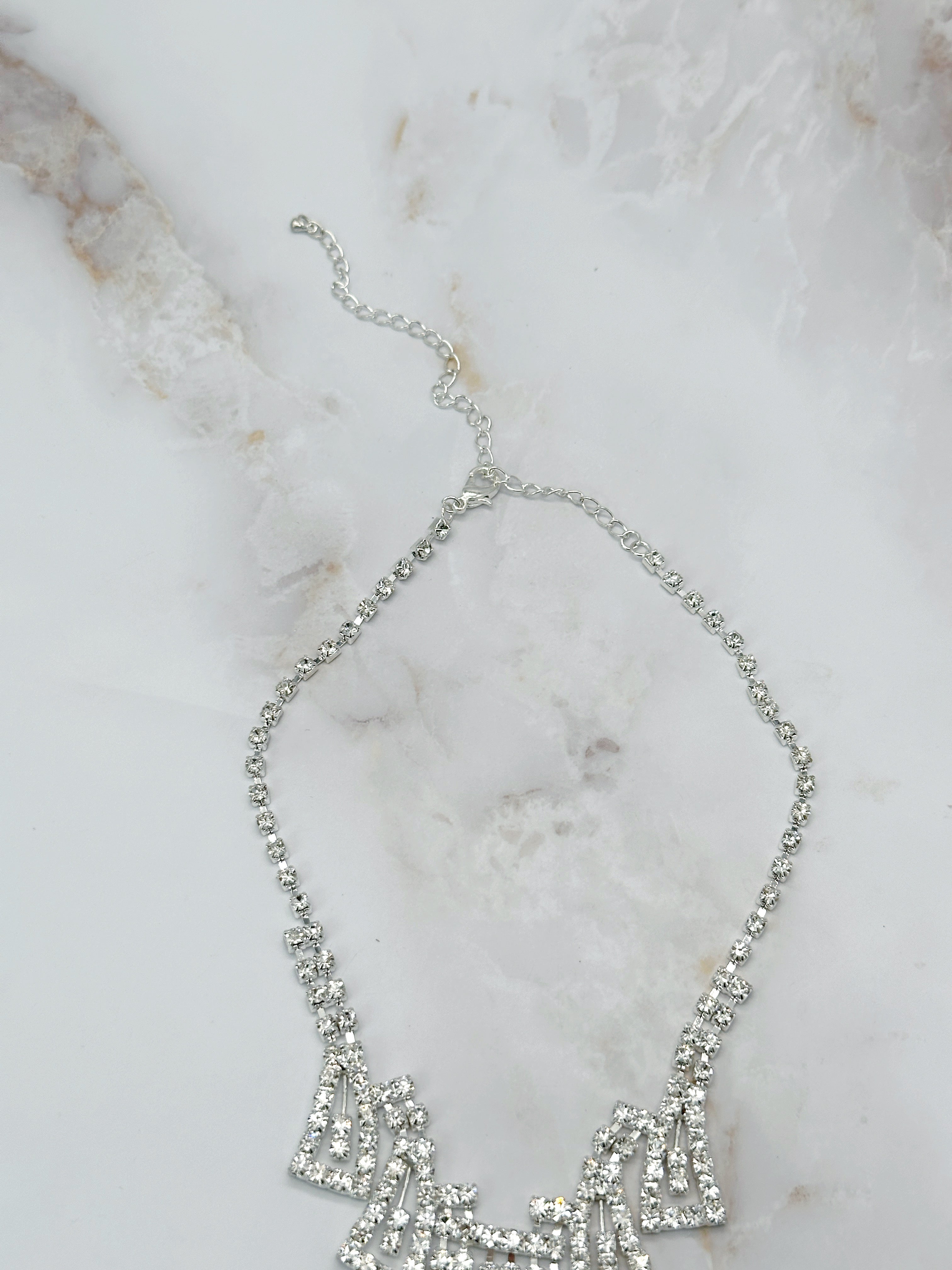 Vintage Strass Halskette im Art Déco Stil