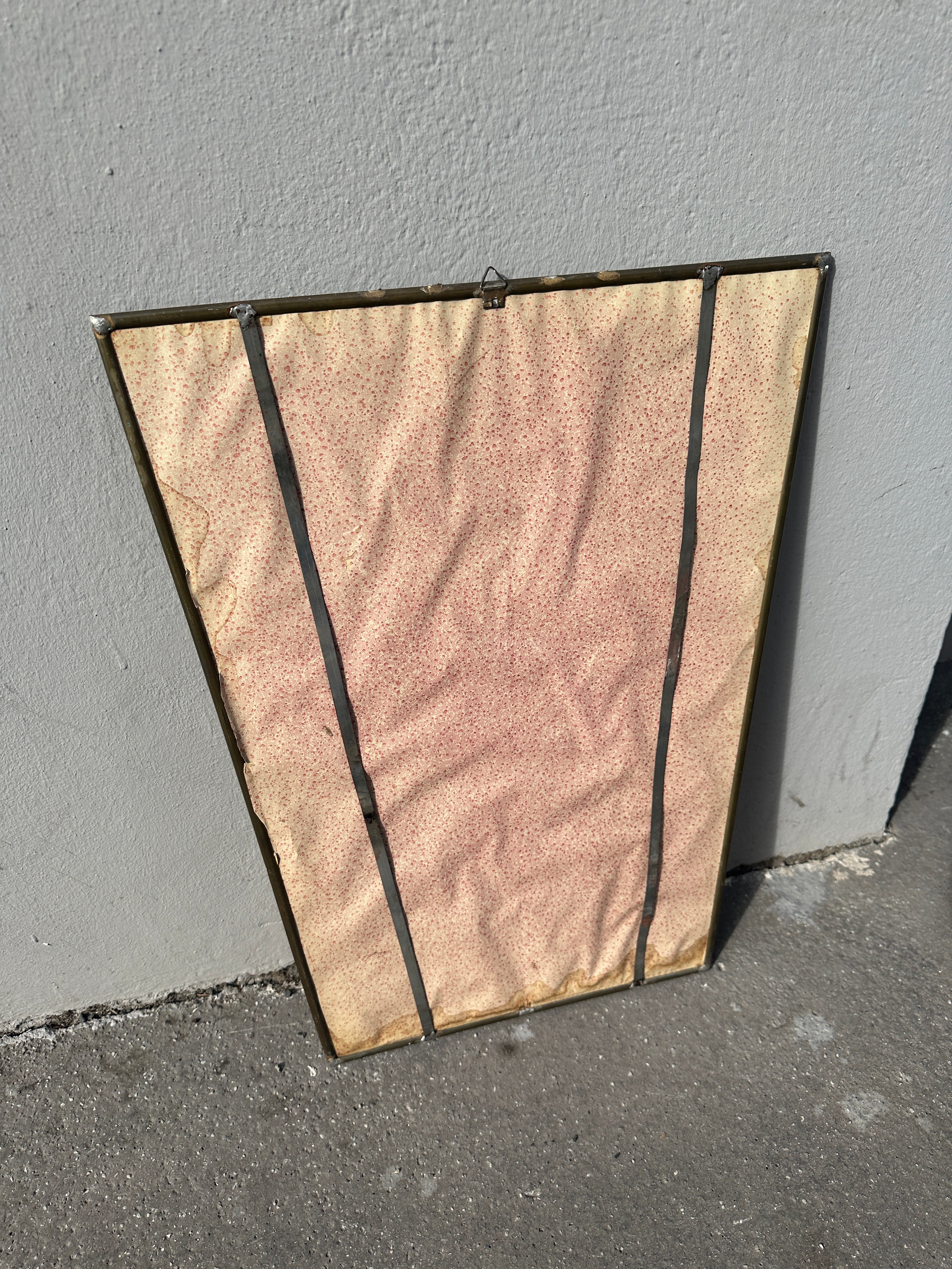 Vintage Mid-Century Spiegel in Trapezform mit Metallrahmen