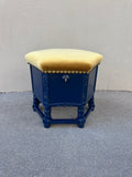 Vintage Hocker mit Stauraum in Dunkelblau und Gelb