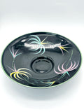 Vintage Obstschale aus schwarzem Hyalithglas mit Blumenmotiv um 1950