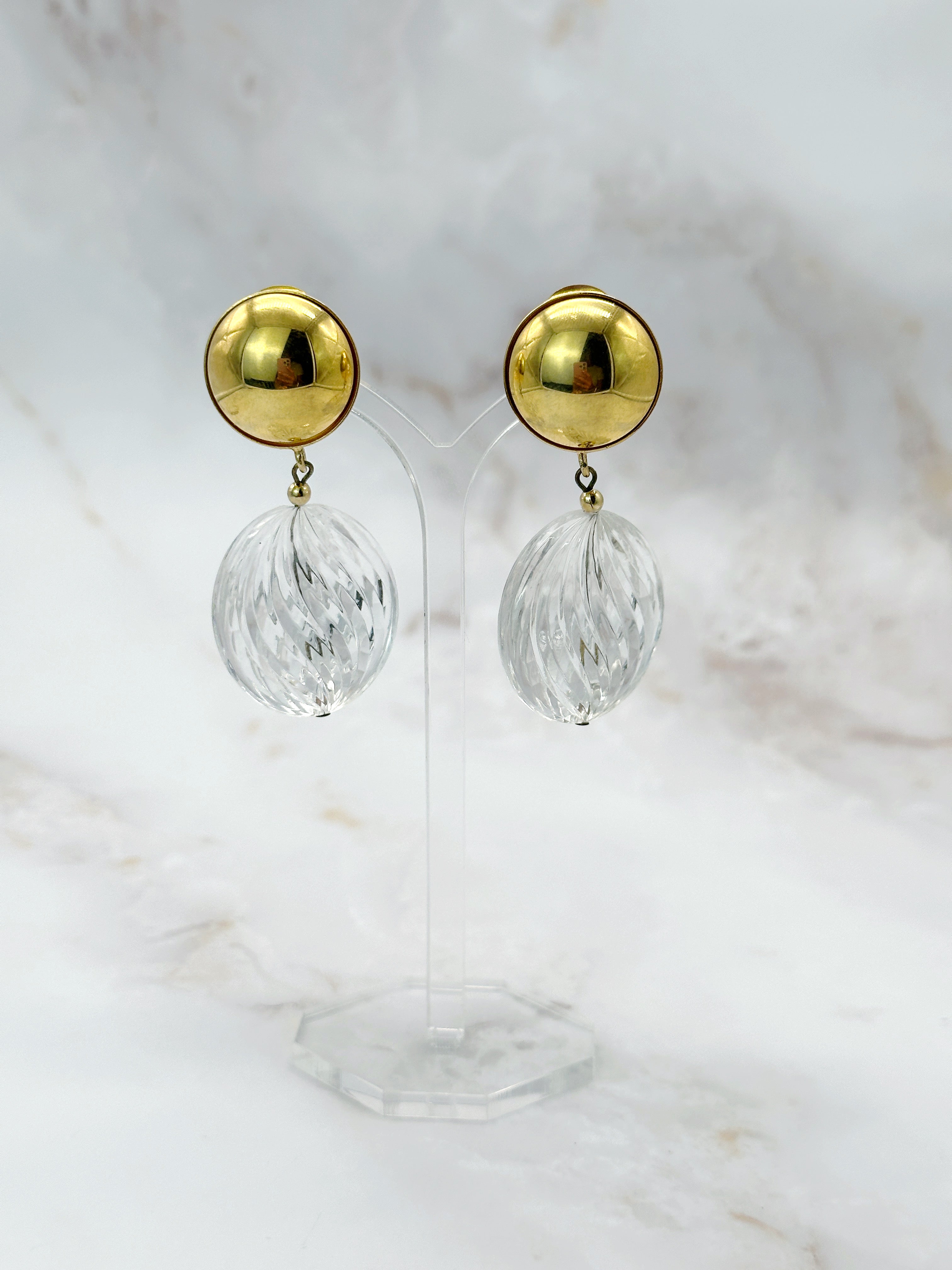 Vintage Ohrclips Gold & Transparent