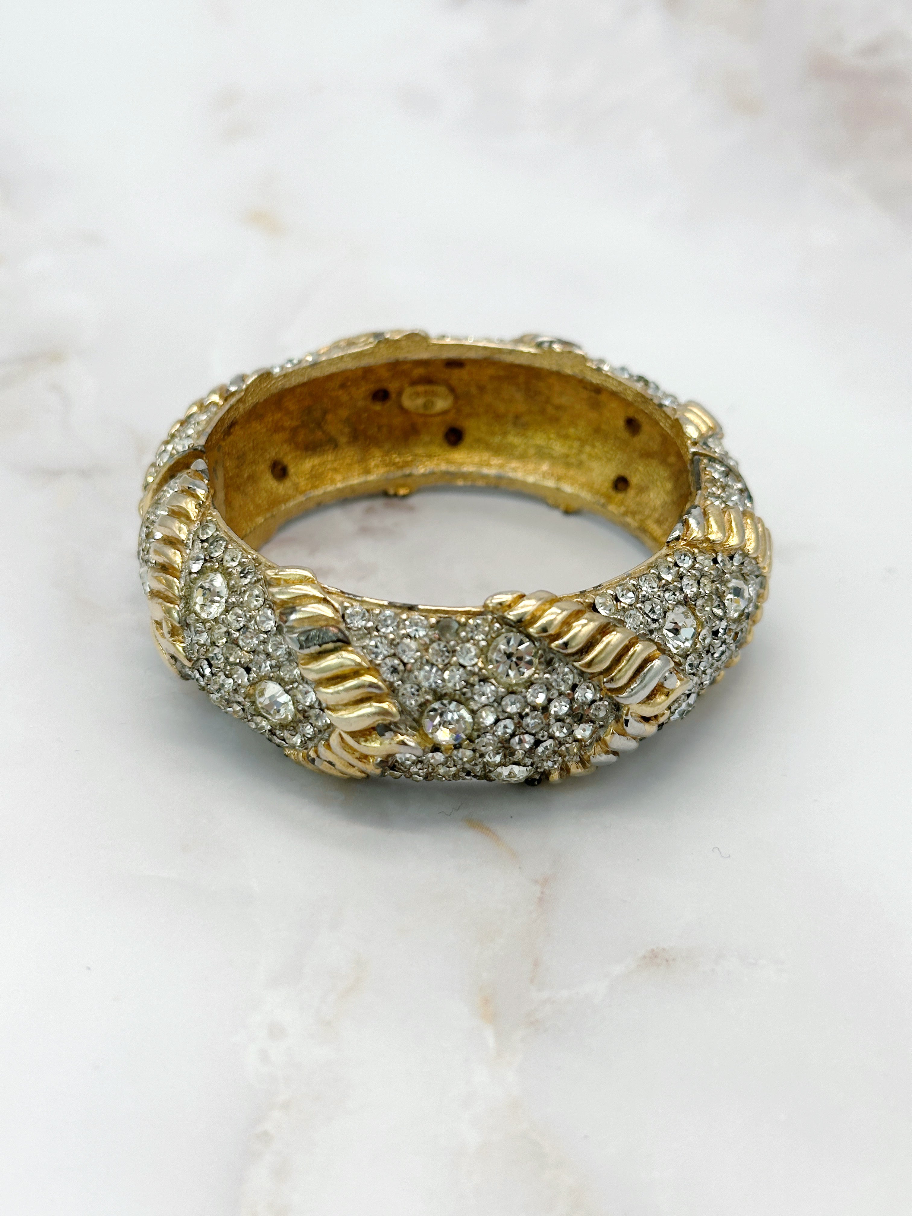 Exquisiter Vintage Armreif von Cadoro, vergoldet mit Strass