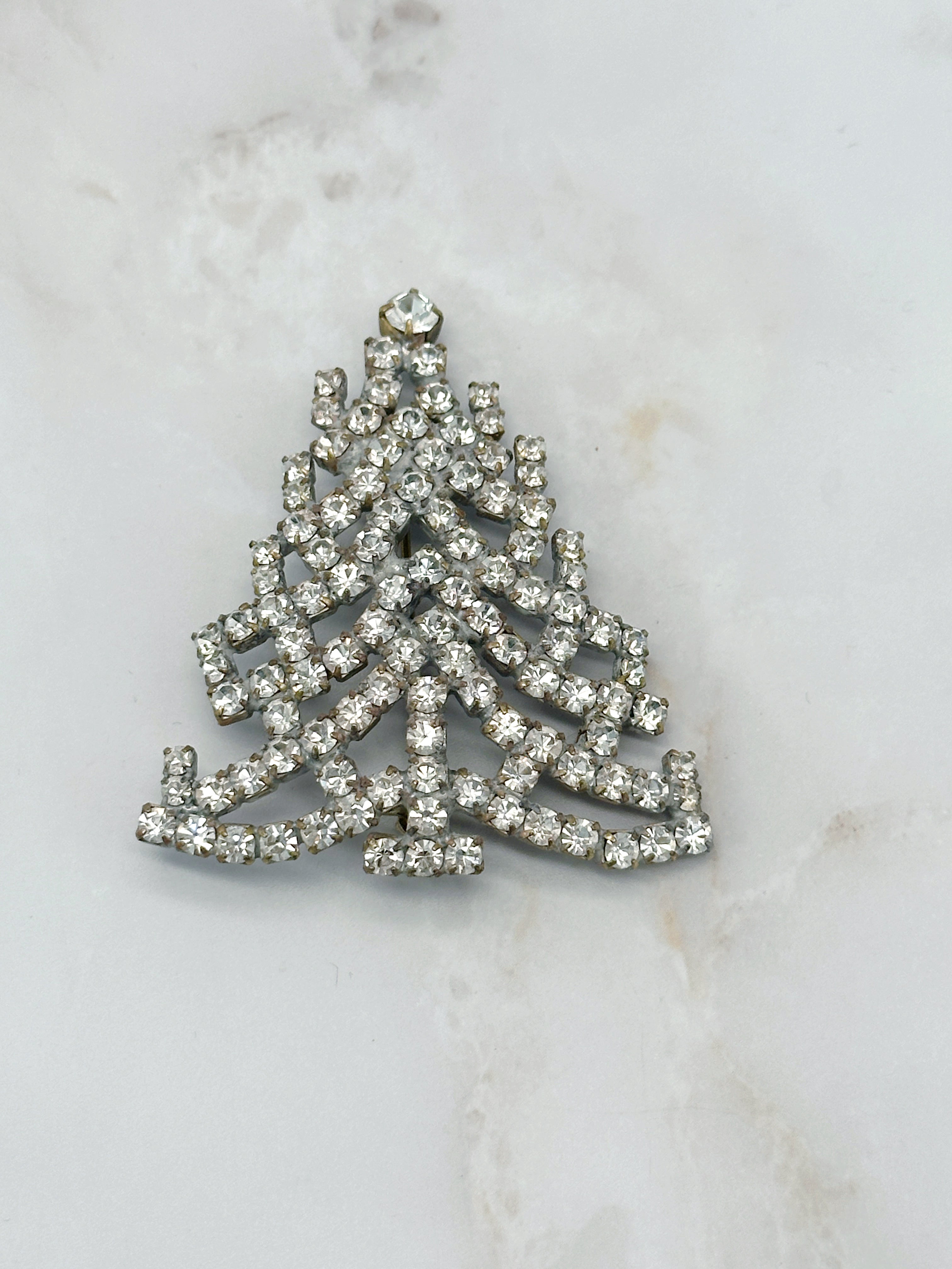 Funkelnde Gablonzer Brosche Christbaum