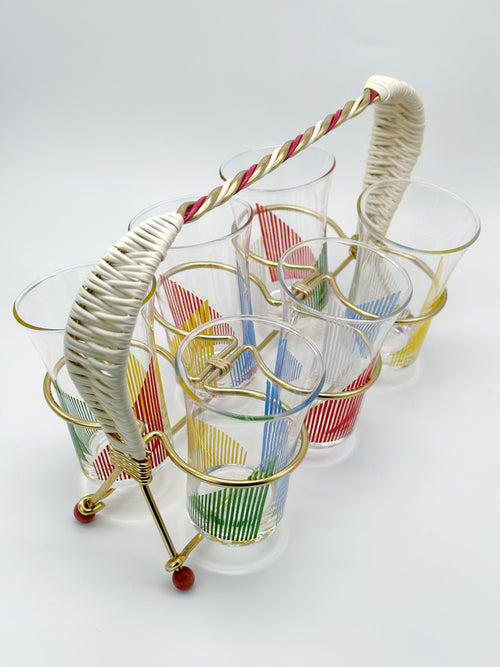 6 pieces of midcentury water glasses