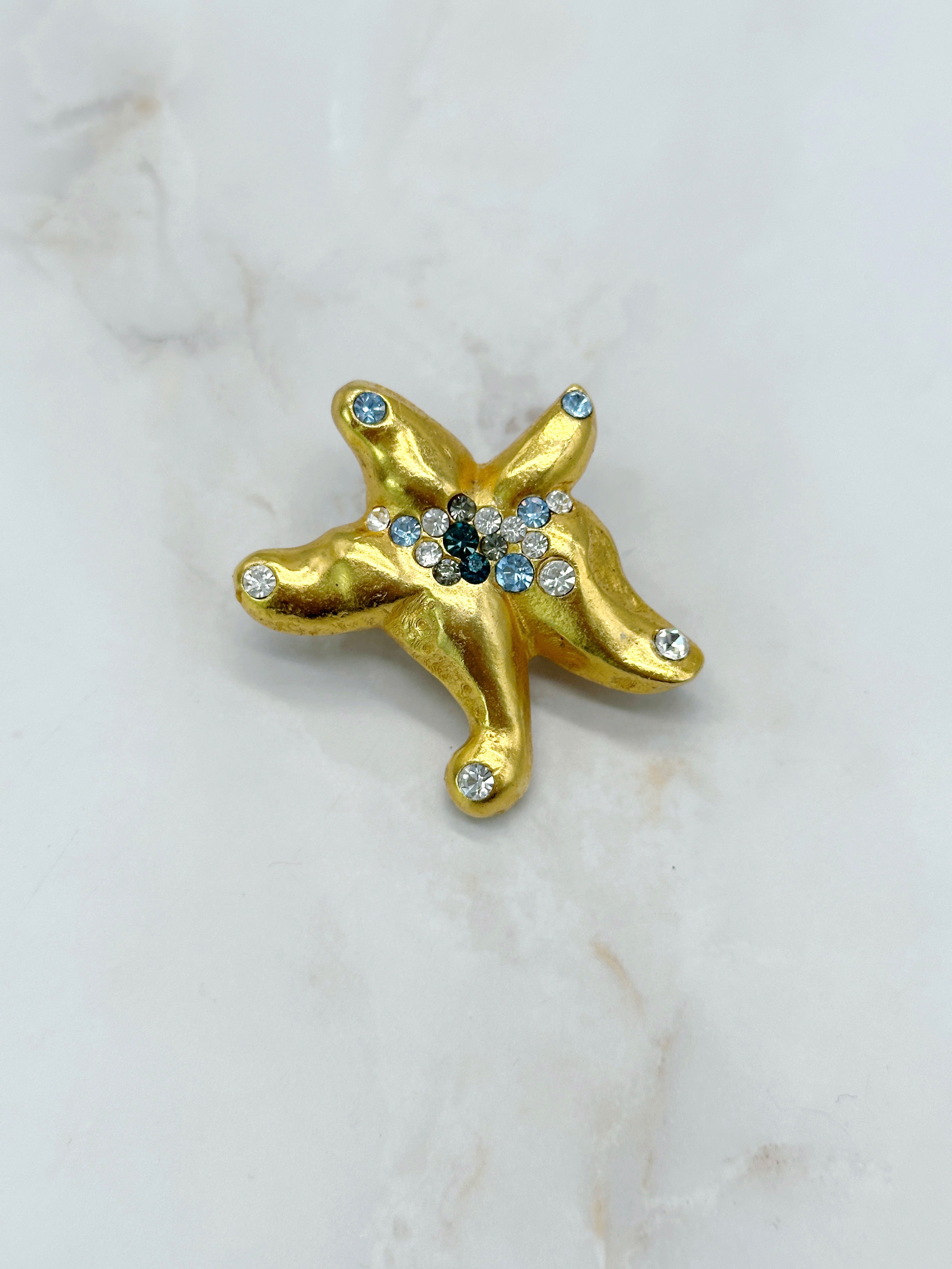 Vintage Seesternbrosche mit Strass