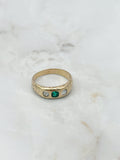 Vintage Bandring in 585 Gelbgold mit Smaragd und Altschliffdiamanten