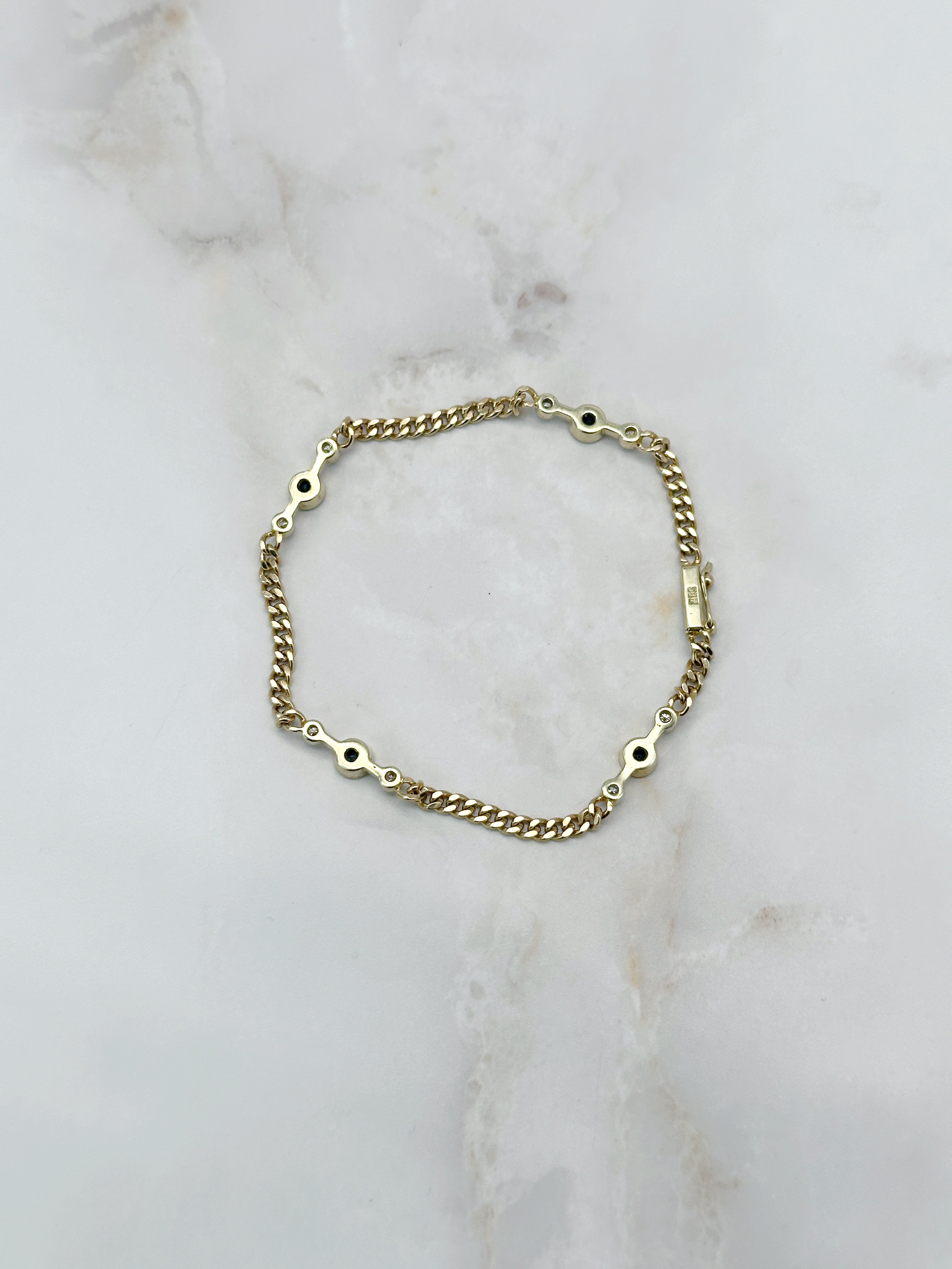 Elegantes Vintage Armband aus 585 Gelbgold mit Saphiren und Diamanten