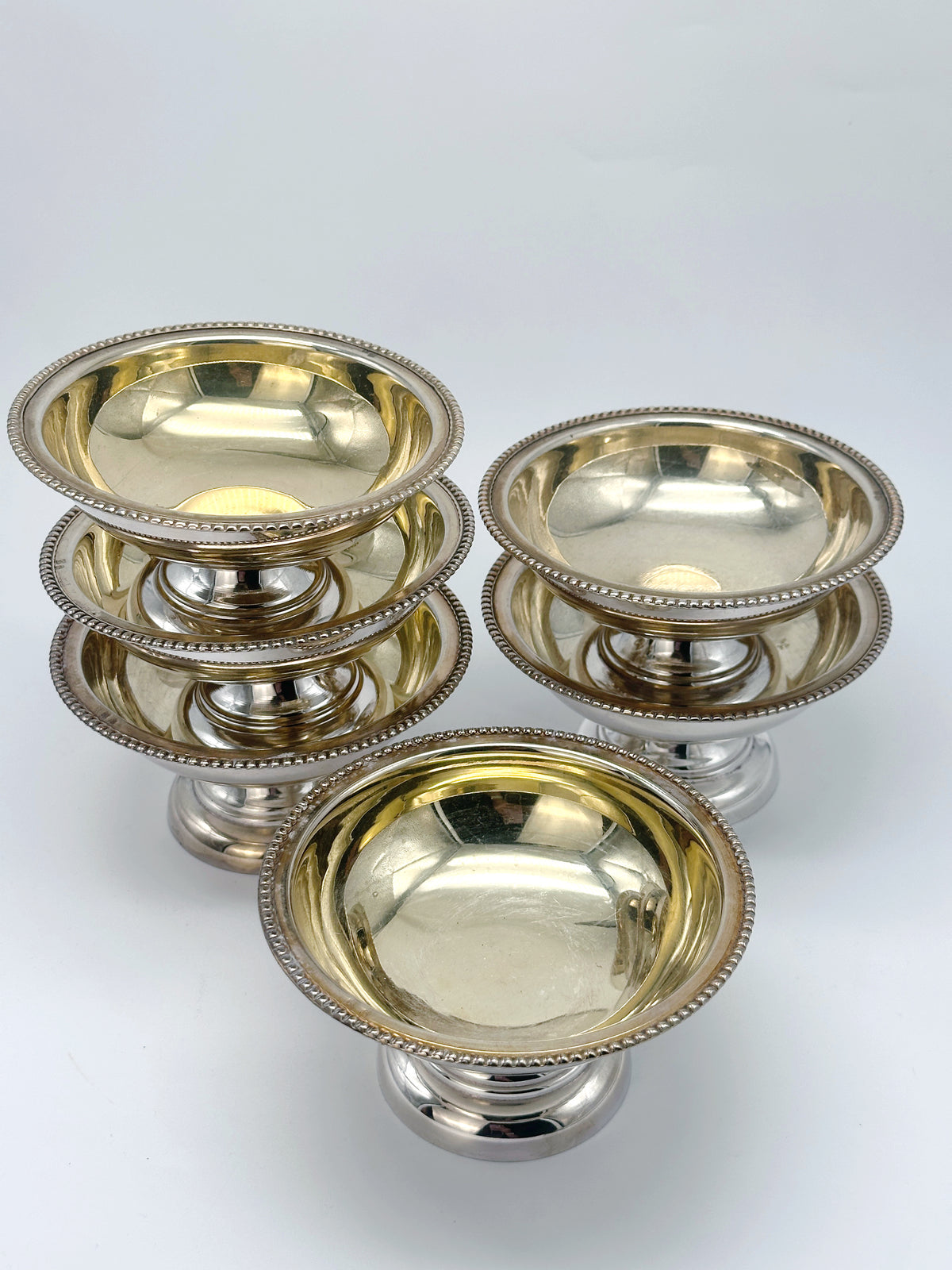 Vintage Eisbecher aus Frankreich um 1950 – versilbert und innen vergoldet
