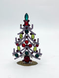 Gablonzer Weihnachtsbaum mit Glassteinen in Rosarot, Gelb und Grün