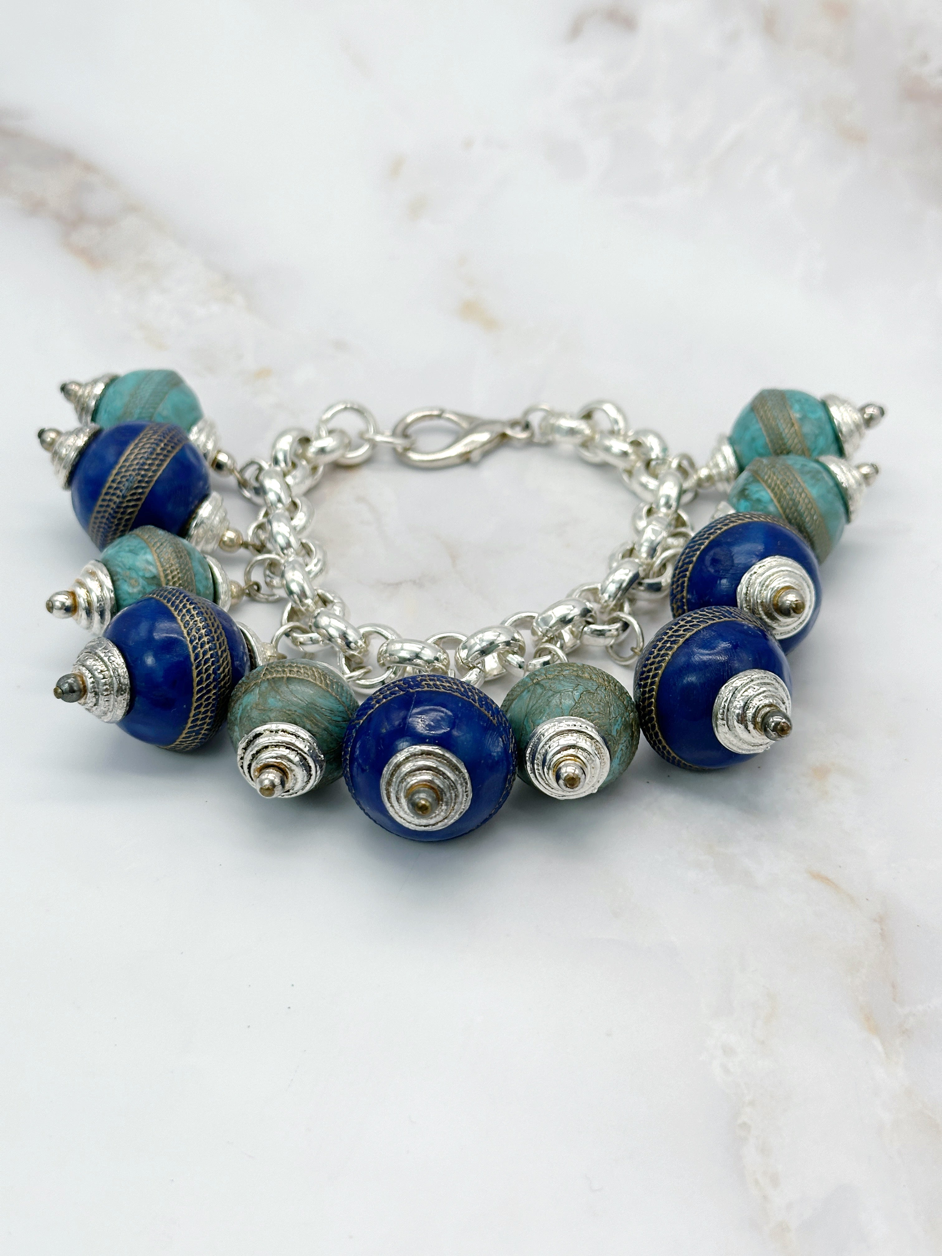 Vintage link bracelet lightning blue &amp; turquoise