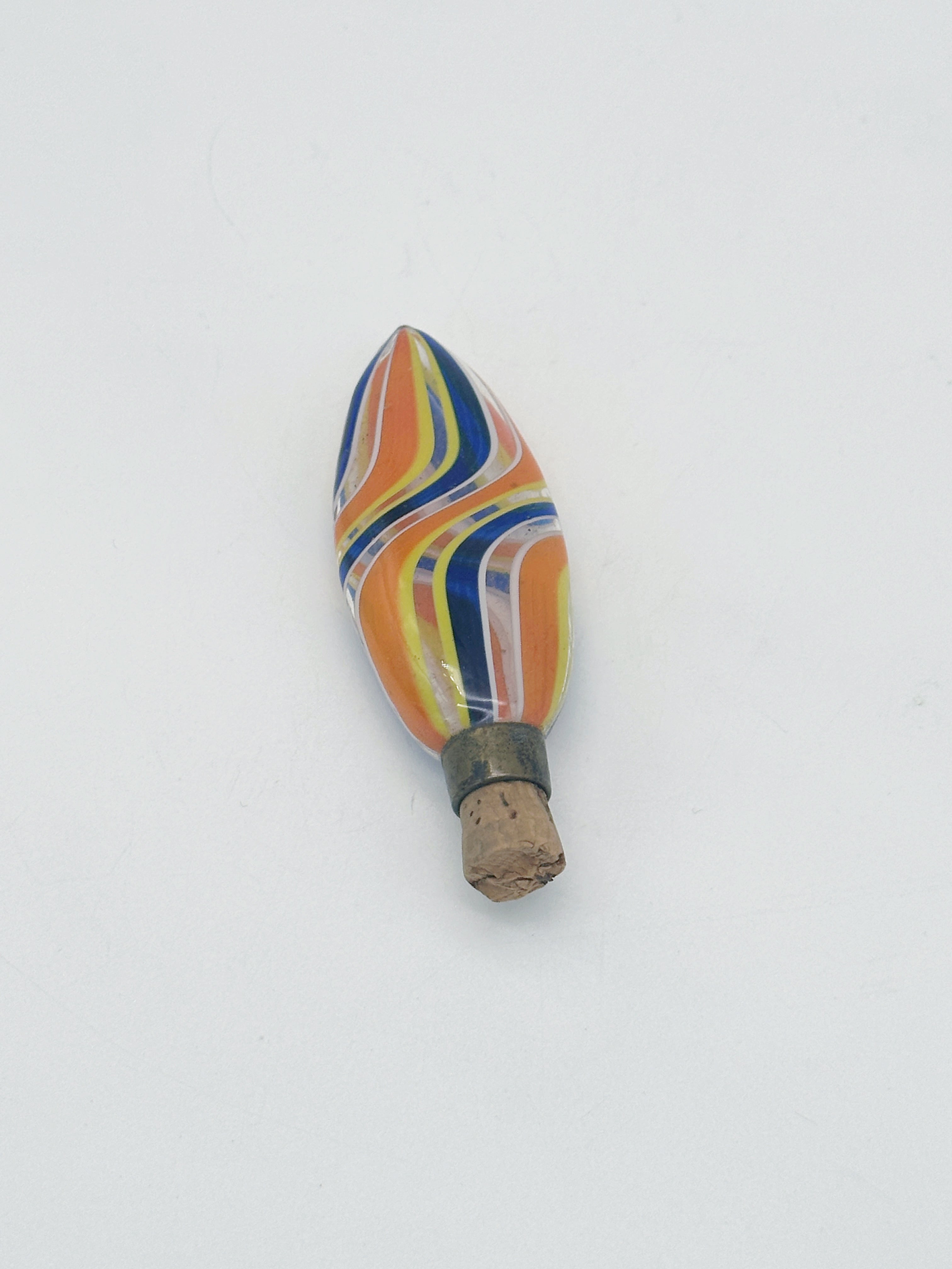 Antiker Murano Parfumflacon in Blau, Orange und Gelb