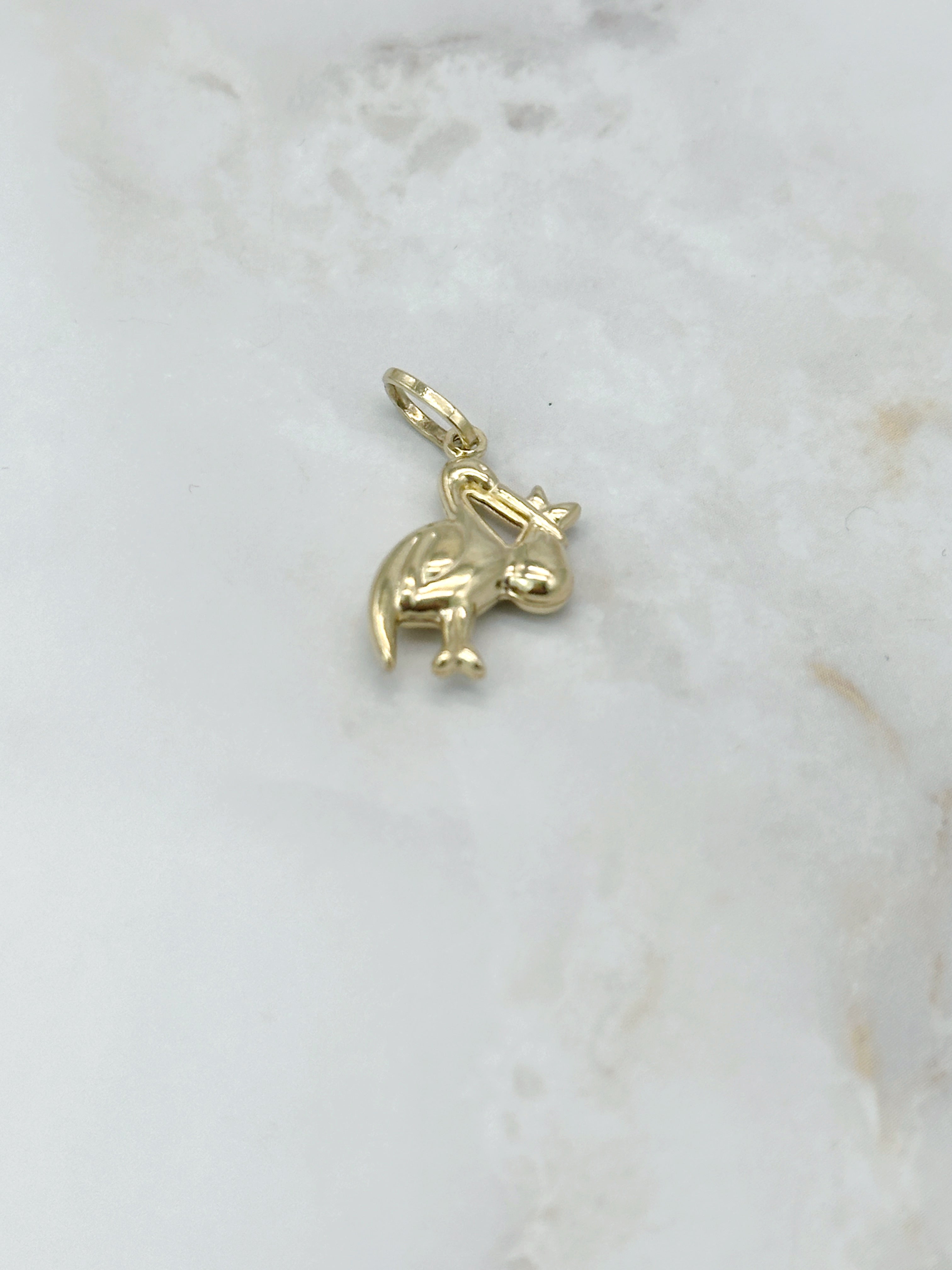 Vintage Anhänger Storch in 750 Gelbgold