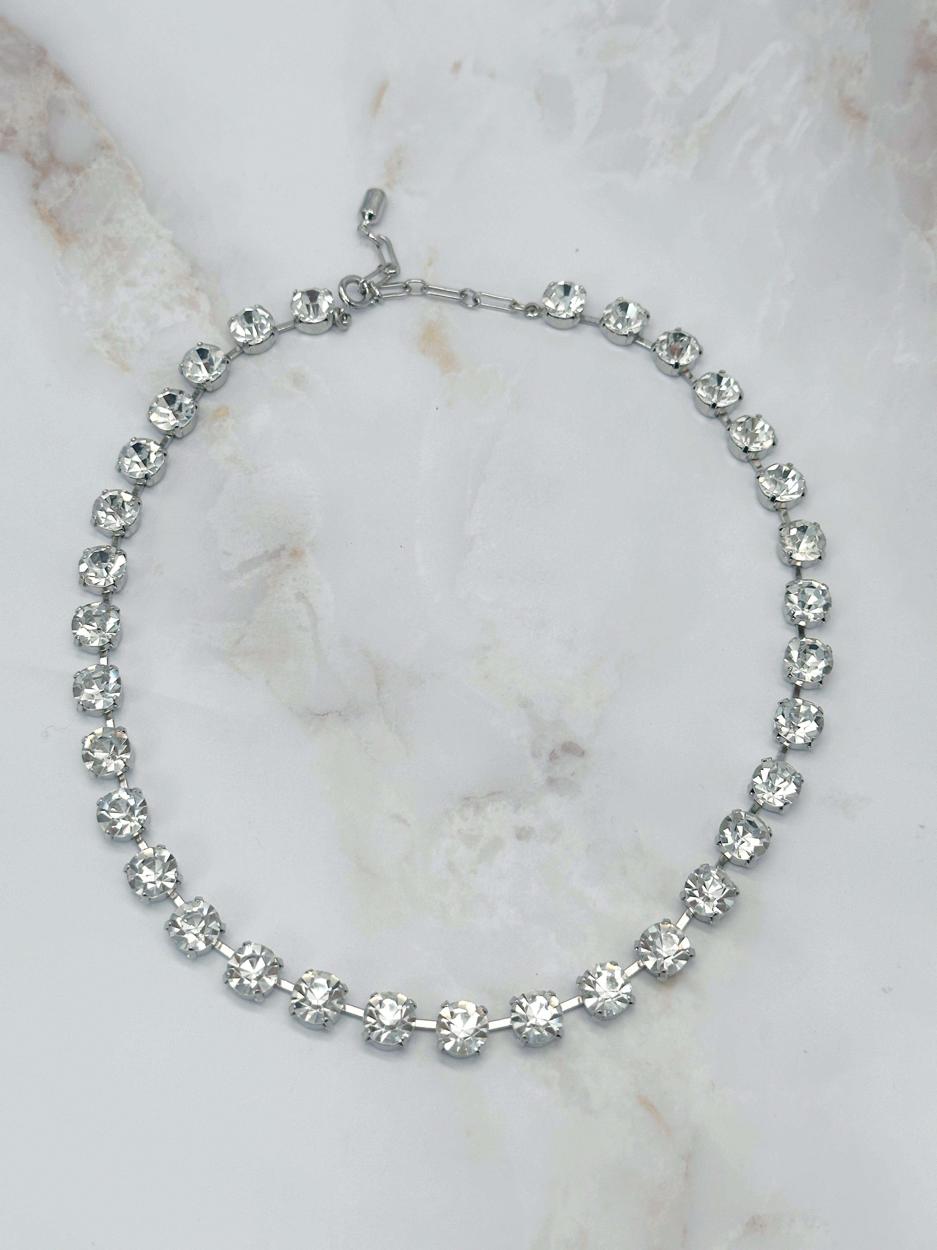 Imposante Vintage Riviere Halskette mit großen Glaskristallen