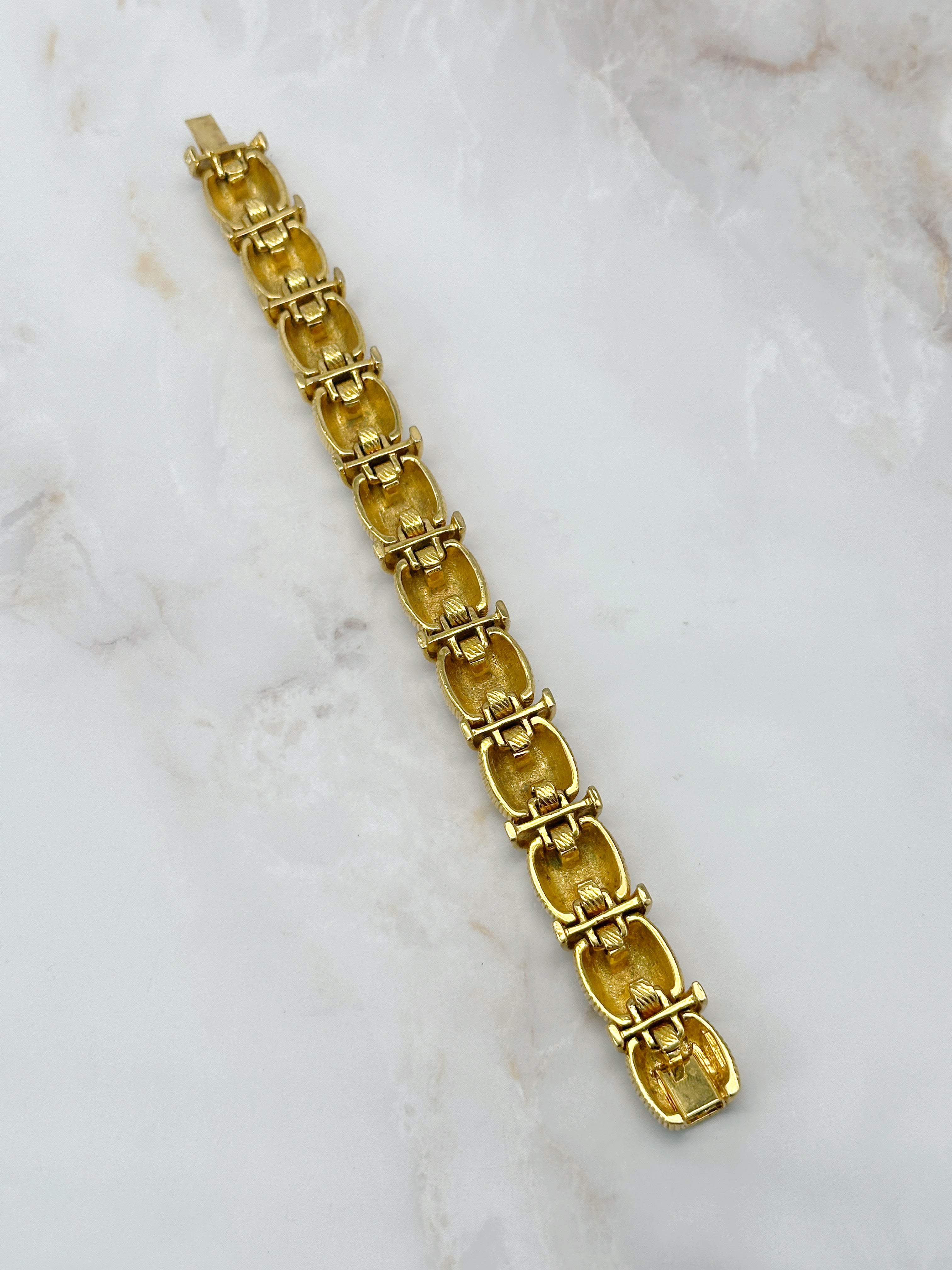 Signiertes Vintage Armband von Joan Rivers mit Cabochon-Gliedern und Strass