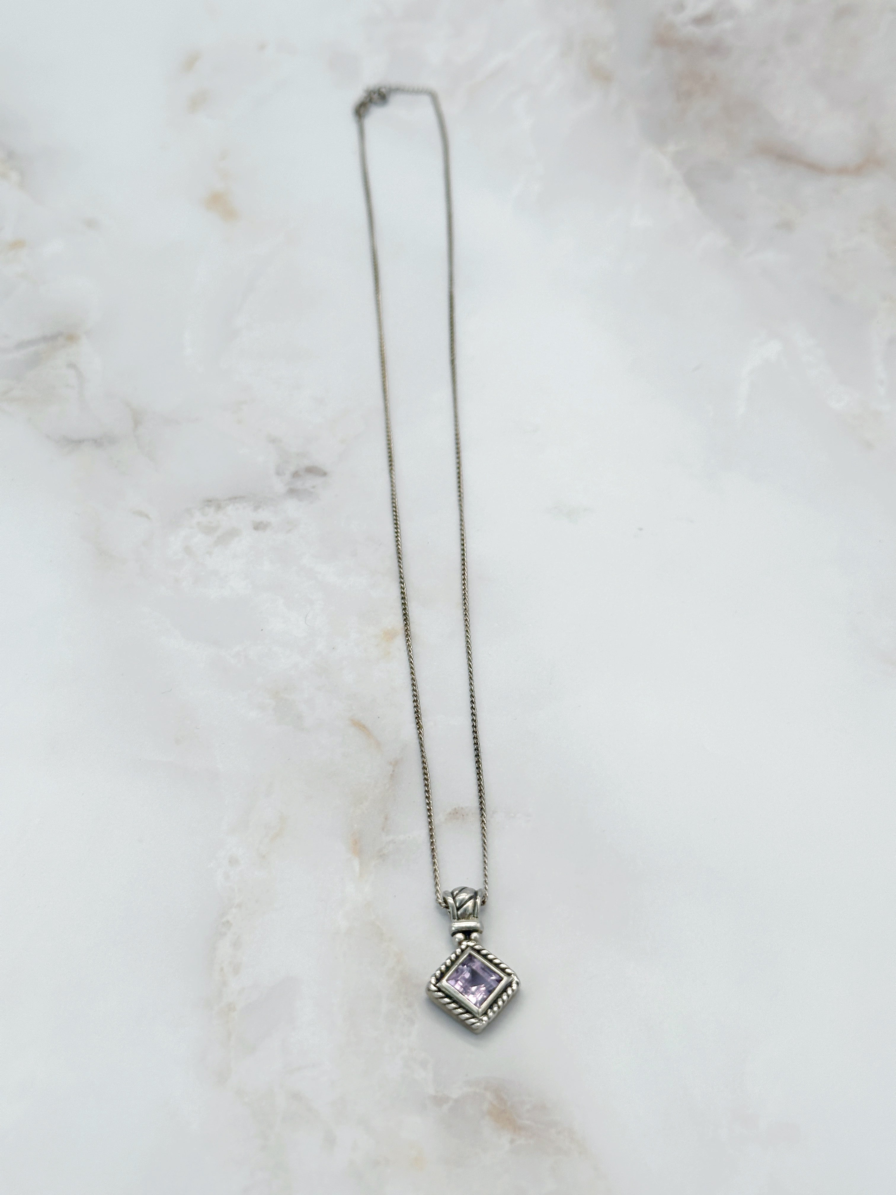 Vintage Halskette aus 925 Sterling Silber mit Amethyst-Anhänger