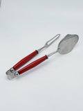 Vintage Servierzange mit roten Lucite-Griffen